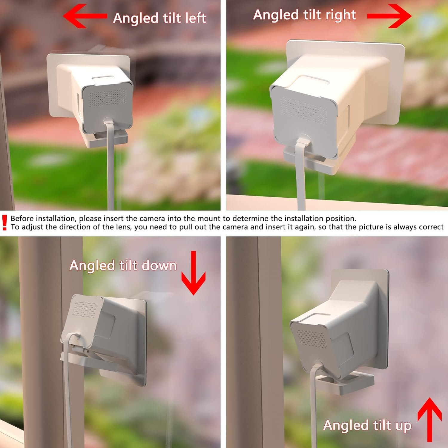 Angled Window Mount for Wyze Cam v4 Cam V3 , 20 Degrees Tilt ( Up/Down/Left/Right ), Through Window Use Cam v4 v3, Helps You Watch Front Yard and Driveway (White/Pack of 1) - Image 3