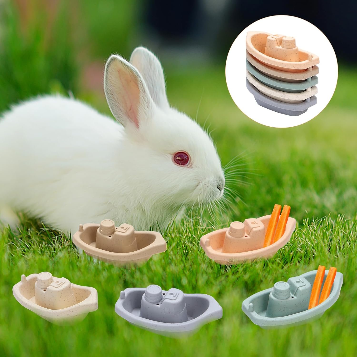 Bunny Toys,5 Pcs Rabbit Toys Stacking Cups for Rabbits,Multi-color Reusable Rabbit Enrichment Toys, Safety Plastic Inlay Toys for Bunny, Rabbits, Hamster and other Small Animals Hiding Food and Playi - Image 7