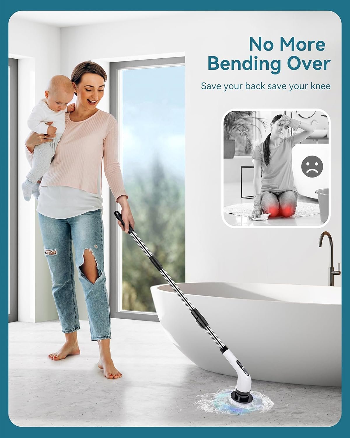 Electric Spin Scrubber for Cleaning Bathroom: Cordless Power Shower Scrubber - Electric Cleaning Brush for Tile Tub - Image 4