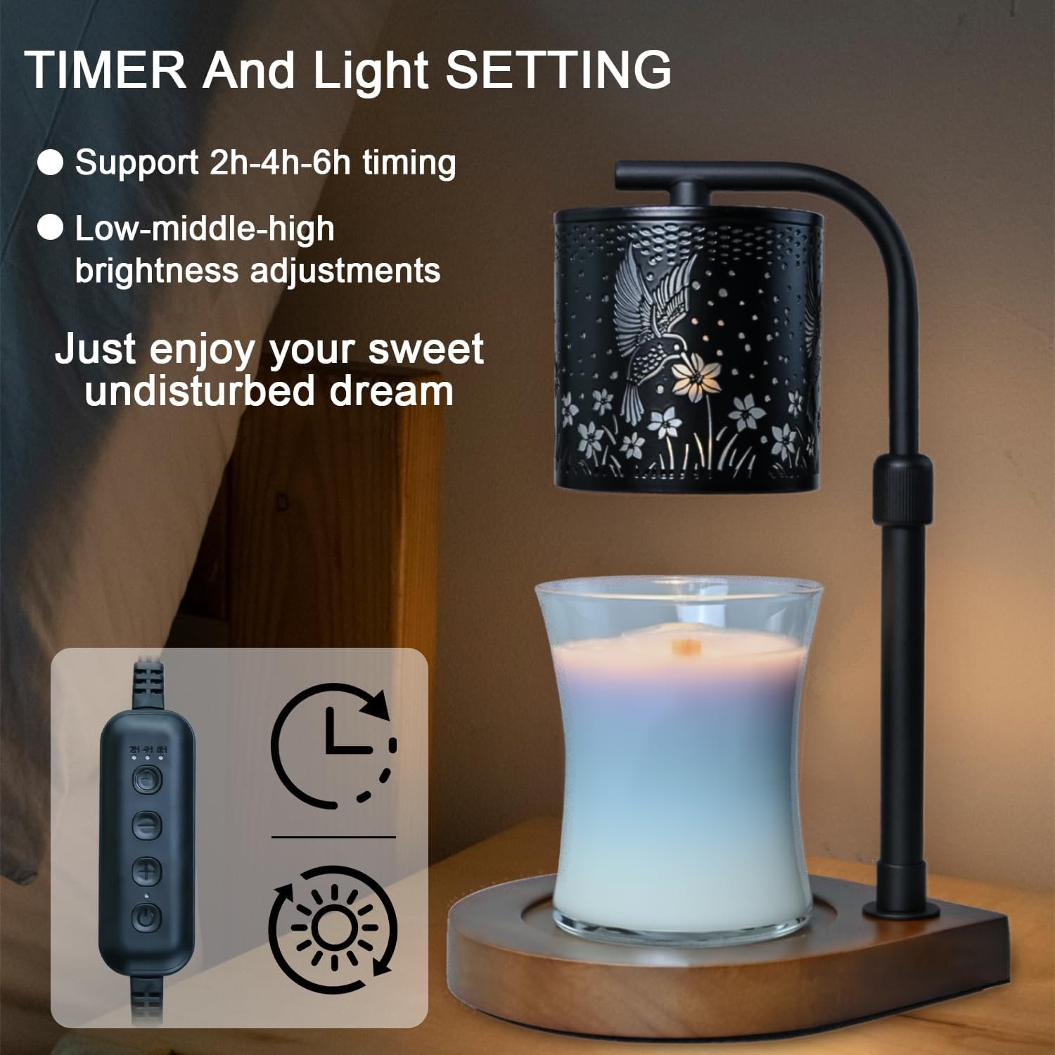 Candle Warmer Lamp Timer - Hummingbird Candle Lamp Warmer, Birthday Gifts for Women, for Mom, House Warming Gifts New Home, Candle Warmer for Jar Candles with 2 Bulb - Image 6
