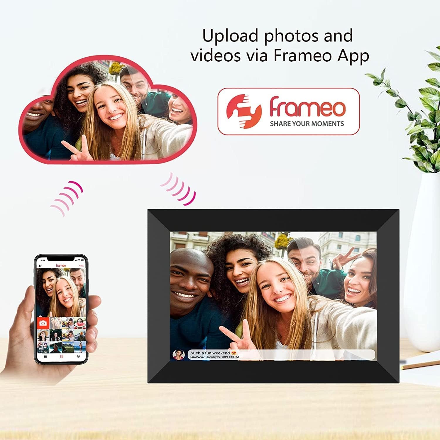 YENOCK FRAMEO Digital Photo Frame WiFi 10.1 Inch HD IPS LCD Touch Screen, 16GB Memory, Auto-Rotate, Wall-Mountable, Easy Setup to Share Photos & Videos via Free App from Anywhere - Image 5