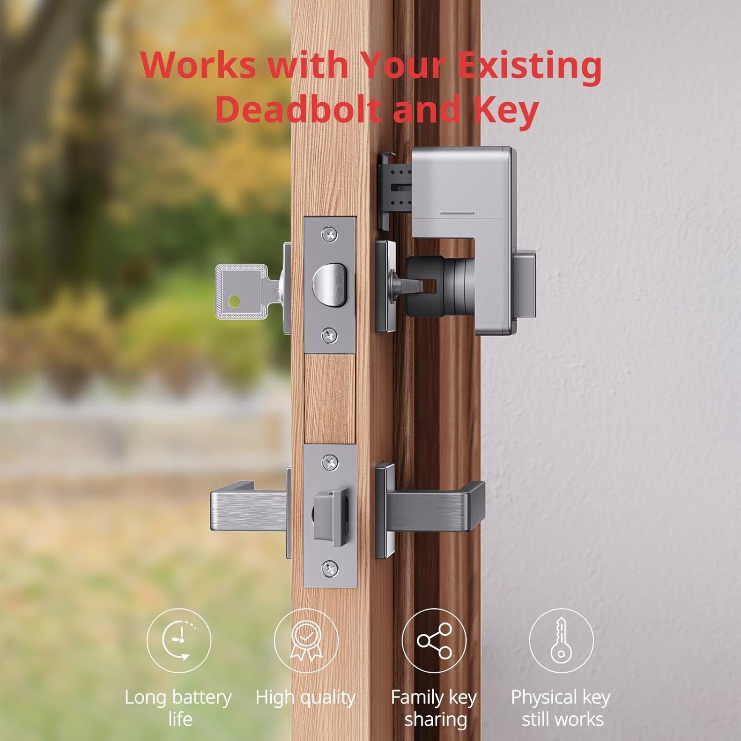 SwitchBot Smart Lock, Bluetooth Electronic Deadbolt, Keyless Entry Door Lock for Front Door, Compatible with WiFi Bridge (Sold Separately), Fits Your Existing Deadbolt,for Airbnbs Vacation Rentals - Image 3