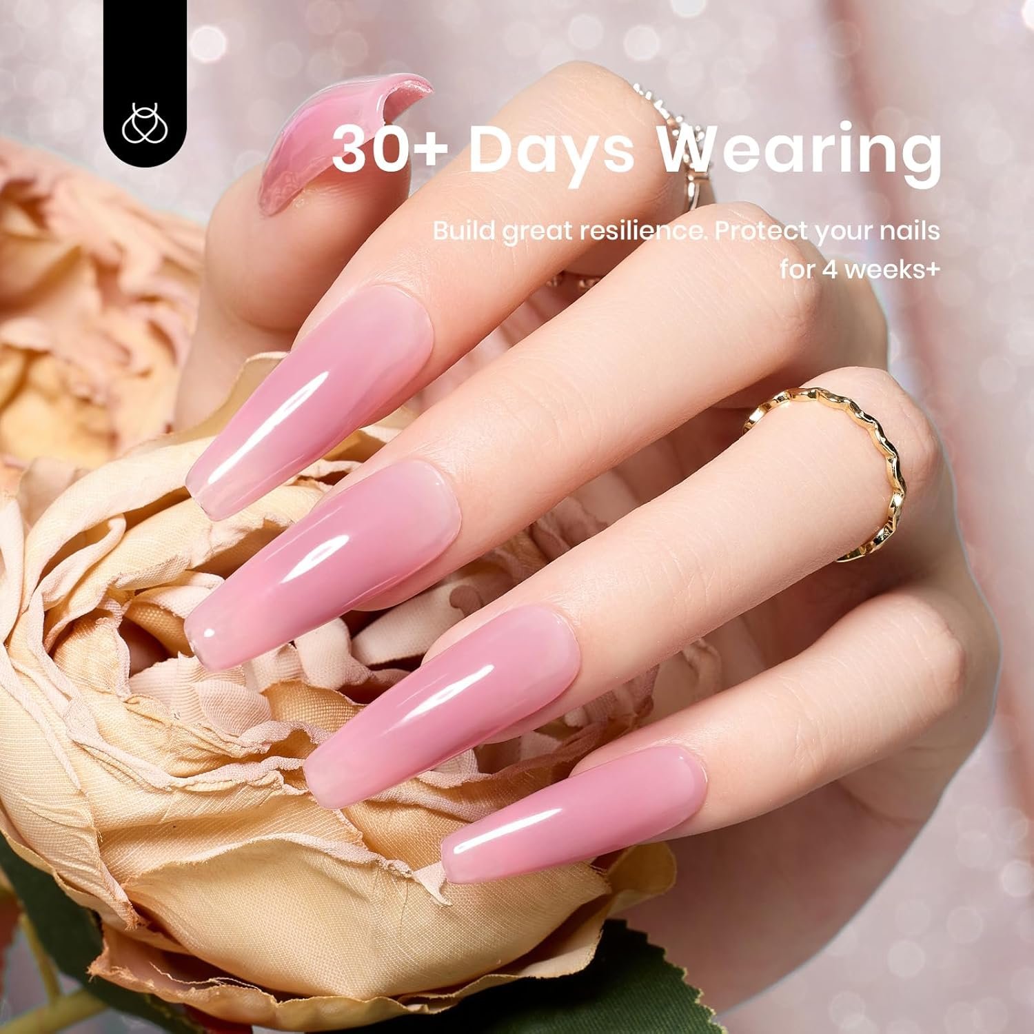 Beetles Builder Gel, 6 Colors 8 in 1 Strengthener Gel Clear Nude Pink Brown Gel Builder for Nails Hard Gel Extension Nail Gel Rhinestone False Nail Tips Glue Nail Art Design Valentines Gift for Women - Image 8