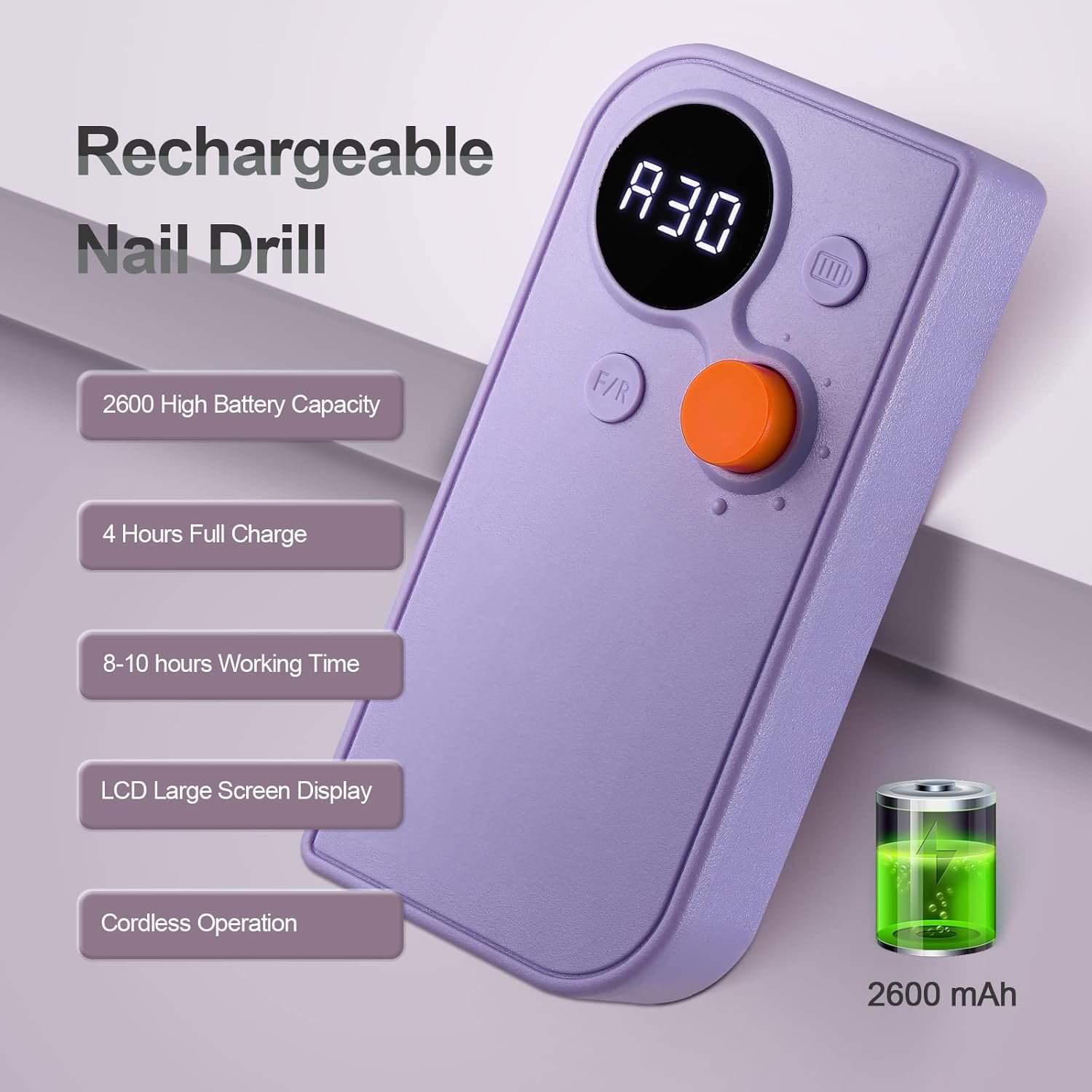 Portable Nail Drill Kit Rechargeable 30000 RPM Electric Professional Cordless E-File Nail Drill Machine Set for Acrylic Nails, Polishing, Manicure Pedicure Tool - Image 4
