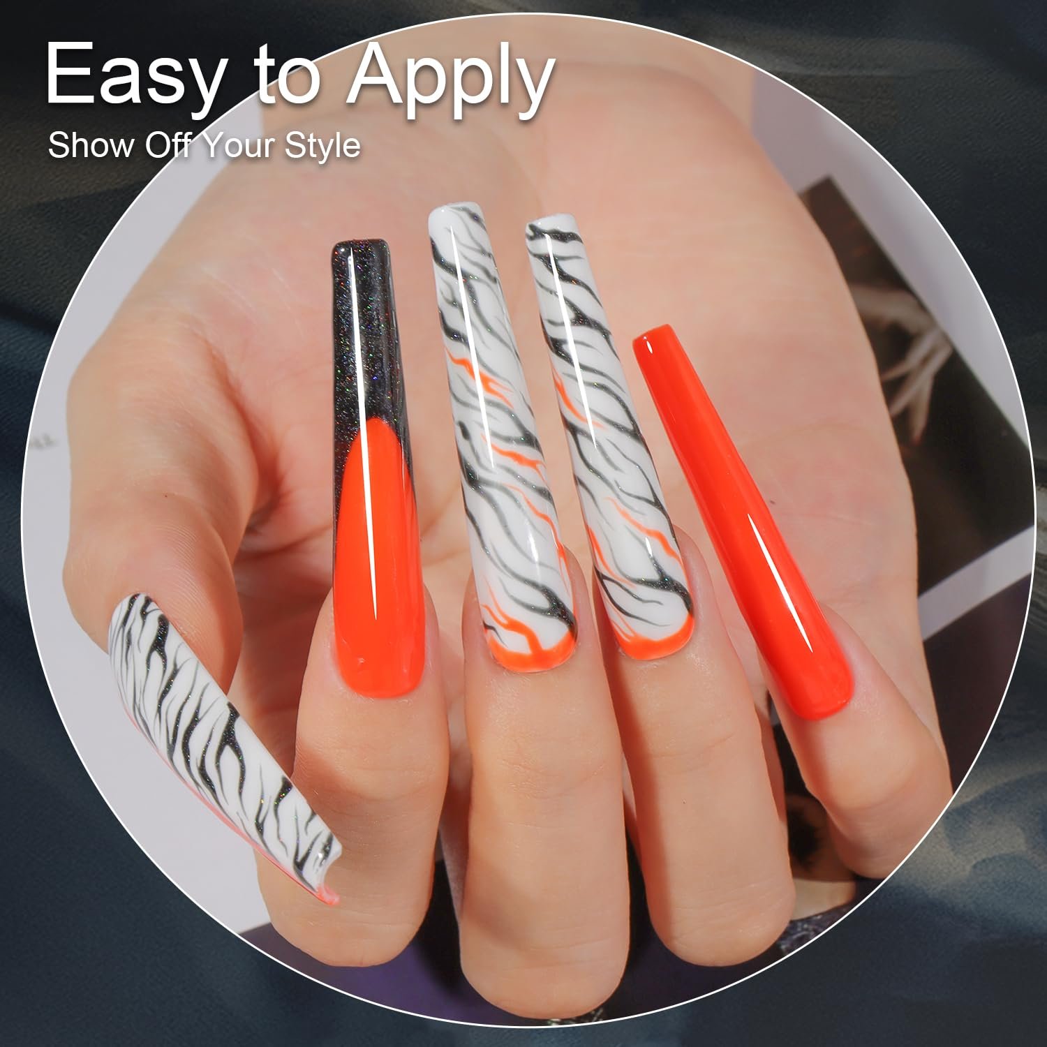 beautilux Gel Nail Polish, 12 Pcs Dark Blue Green Orange Fluorescent Pink Gold Glitter Gel Polish Kit, Soak Off UV Nail Gel Polish Manicure for Nail Art DIY Salon at Home - Image 5