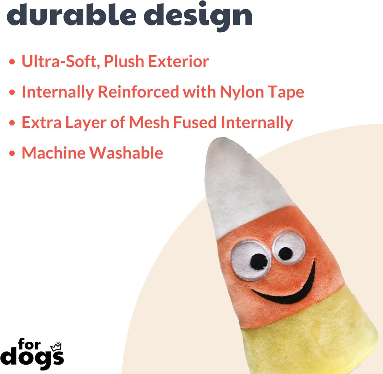 Huxley & Kent for Dogs | Kookie Korn | Halloween Power Plush Dog Toy with Squeaker | Funny Dog Toy Gift | Fun, Durable, and Safe | H&K Squeaky Dog Toys - Image 3