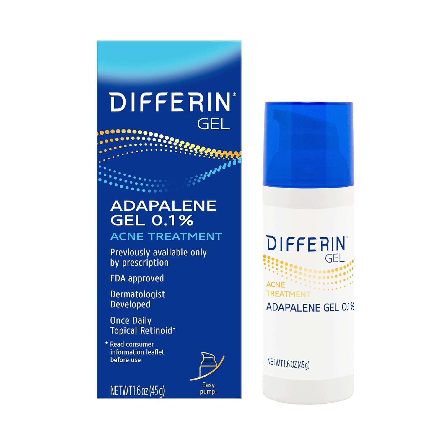 Differin Acne Treatment Gel, 90 Day Supply, Retinoid Treatment for Face with 0.1% Adapalene, Gentle Skin Care for Acne Prone Sensitive Skin, 45g Pump (Packaging May Vary) - Image 2