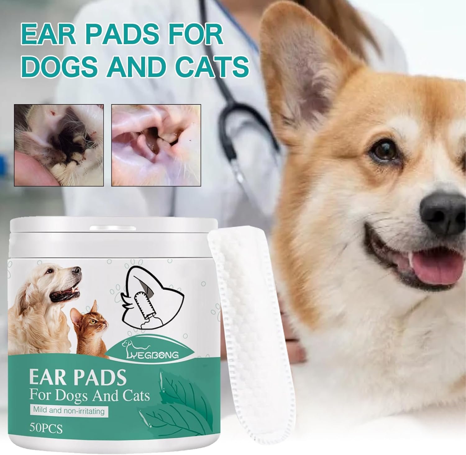 Ear Finger Wipes for Dogs & Cats - Gently Remove Ear Wax, Debris Sooths Relieve Ear - 50 Count - Image 3