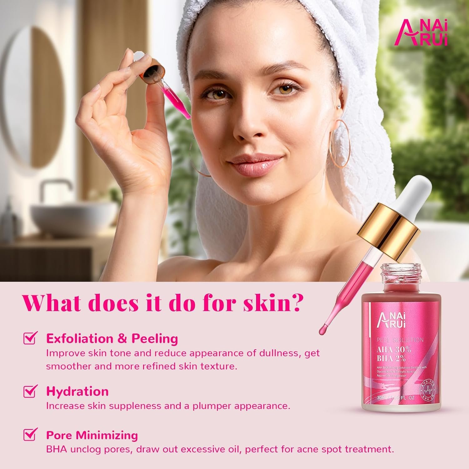 AHA BHA Face Peel Peeling Solution - Glycolic Acid 30% + Salicylic Acid 2% Face Exfoliator 1 Fl.oz - Image 5