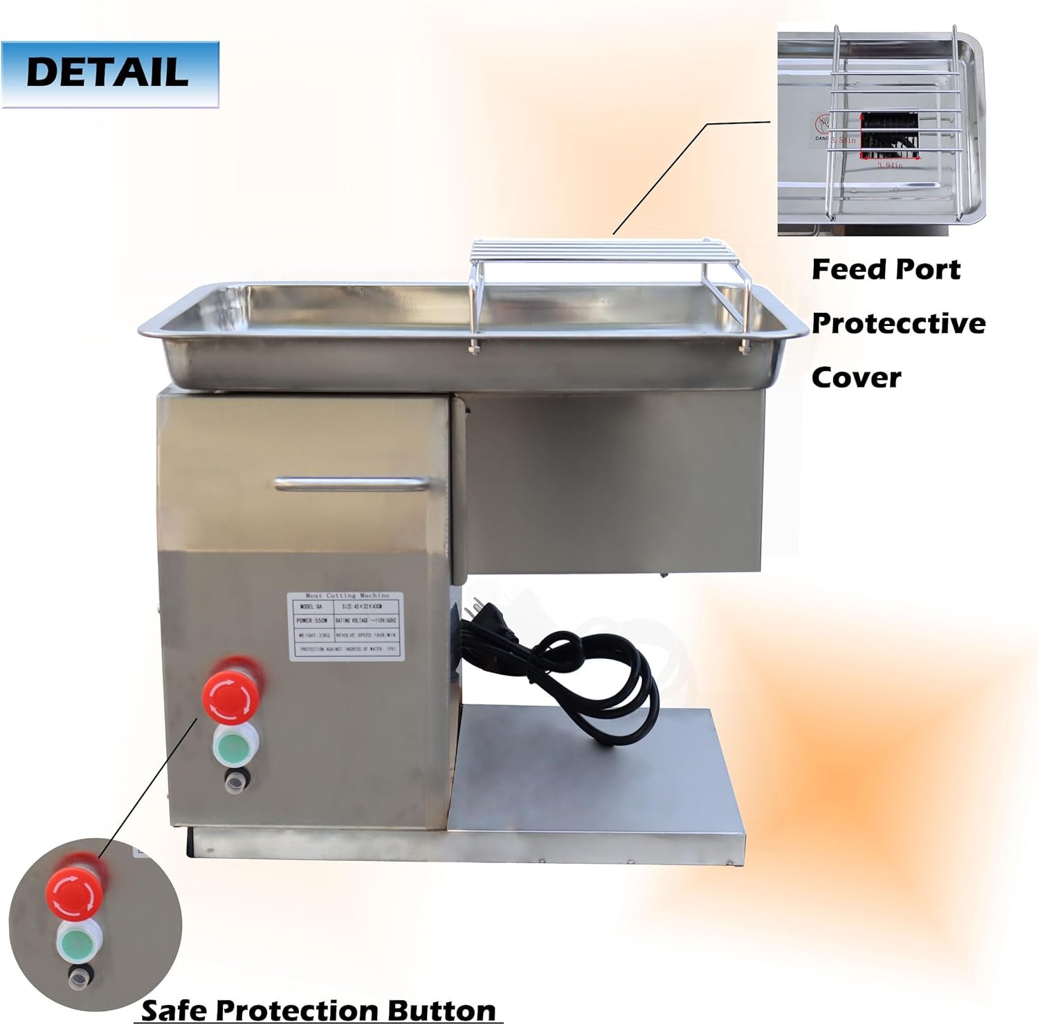 110V QX Commercial Meat Shredding Machine without Blades Electric Meat Slicer 550W Electric Meat Grinder Food Slicer for Meat, Pork, Beef and Mutton - Image 3