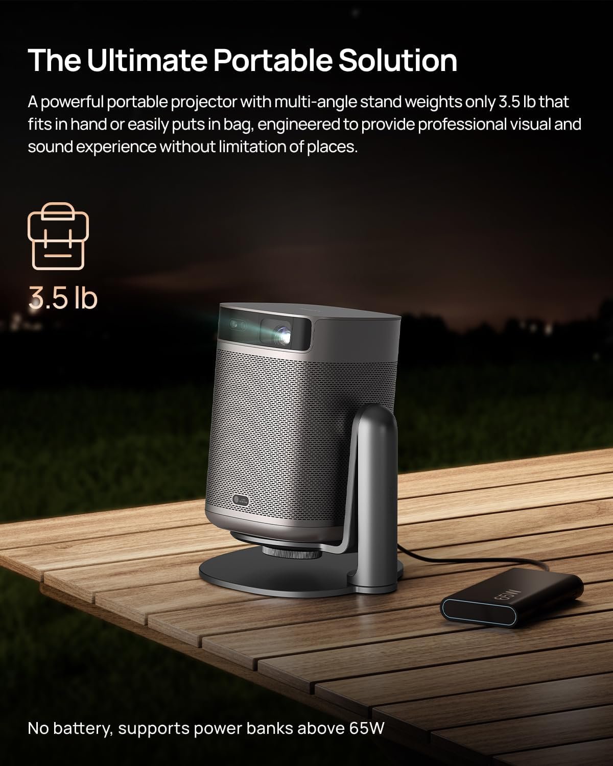 XGIMI MoGo 2 Pro 1080P Portable Projector with Multi-angle Stand, Wifi and Bluetooth, Android TV 11.0, 400 ISO Lumens, ISA 2.0, Supports 4K, Auto Focus, Object Avoidance, and Screen Adaption - Image 5