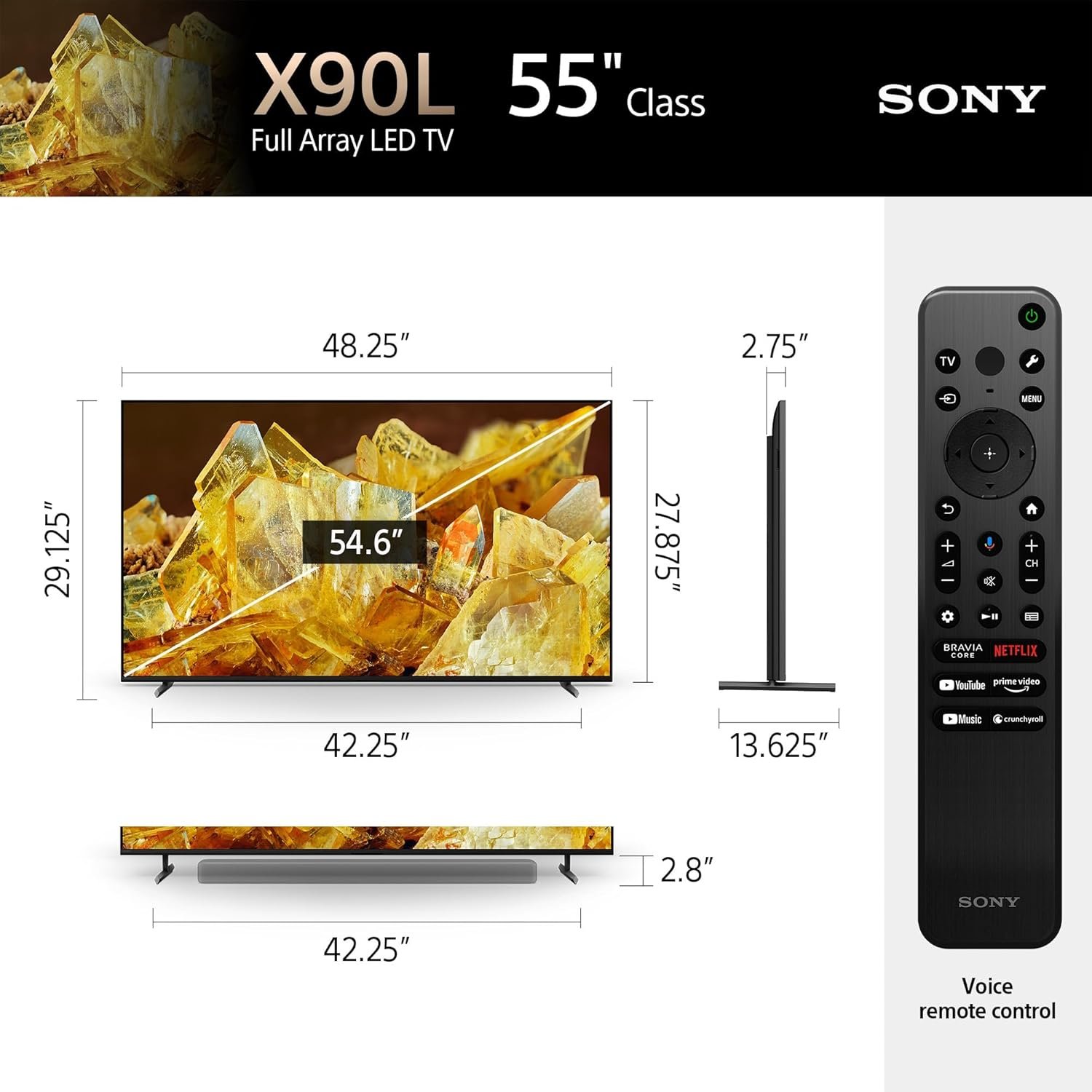 Sony 55 Inch 4K Ultra HD TV X90L Series: BRAVIA XR Full Array LED Smart Google TV with Dolby Vision HDR and Exclusive Features for The PlayStation® 5 XR55X90L- Latest Model,Black - Image 5