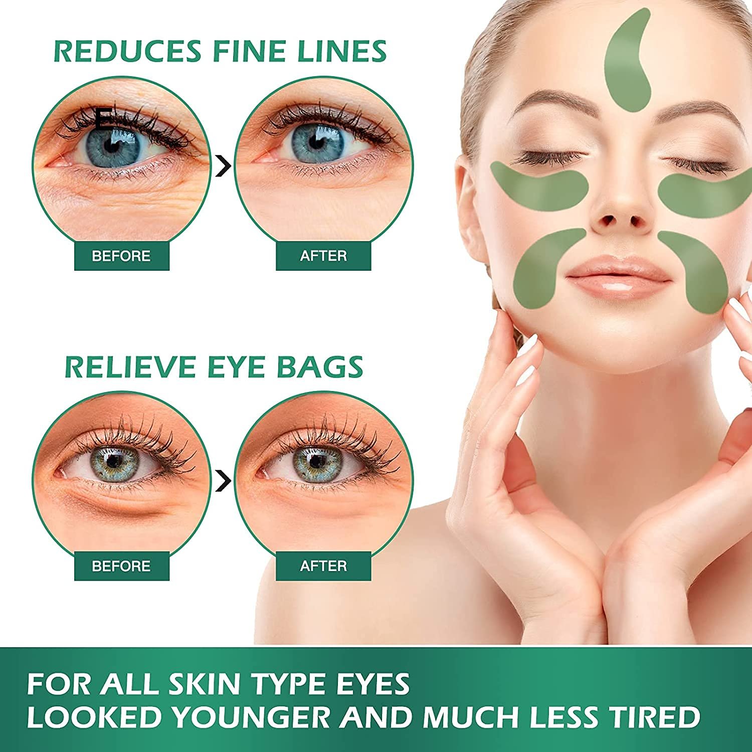 VANELC Eye Mask,Under Eye Patches with Collagen Seaweed,Eye Gel Treatment Masks For Dark Circles , Under Eye Bags Treatment, Natural Eye Masks for Puffy Eyes, Under eye Dark Circles,Anti-Wrinkle - Image 6
