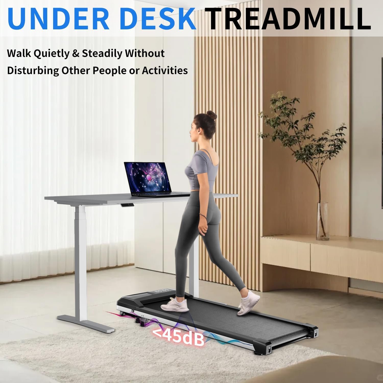 Treadmill, Portable Under Desk Walking Pad with Incline for Home/Office, Remote Control, LED Display - Image 7