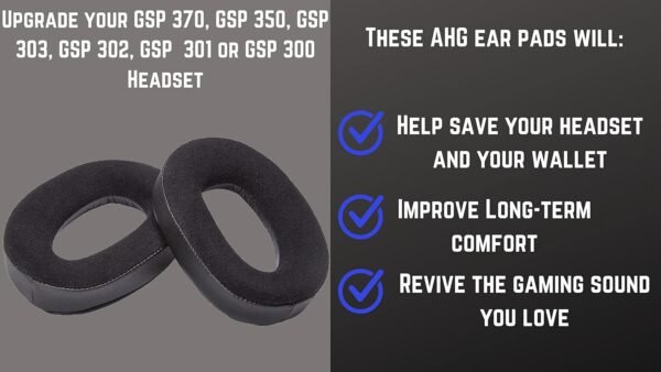 Premium Hybrid Ear Pads Compatible with Sennheiser GSP 370, Sennheiser GSP 350, GSP 303, GSP 302, GSP 301 and GSP 300 Headphones. Premium Protein Leather | Premium Velour | Soft High-Density Foam - Image 3
