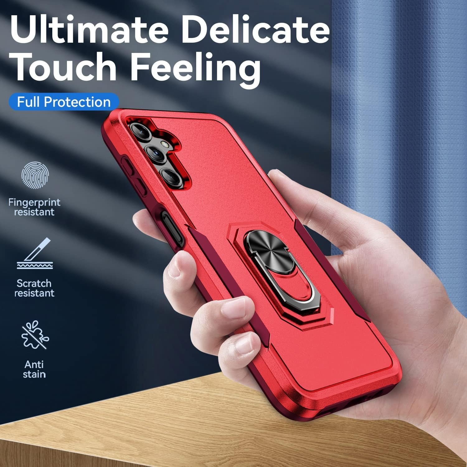 for Samsung Galaxy A14 5G Case with Kickstand Ring Rugged Protective Military Grade Shockproof Case for Galaxy A14 5G Phone Case (Red) - Image 9