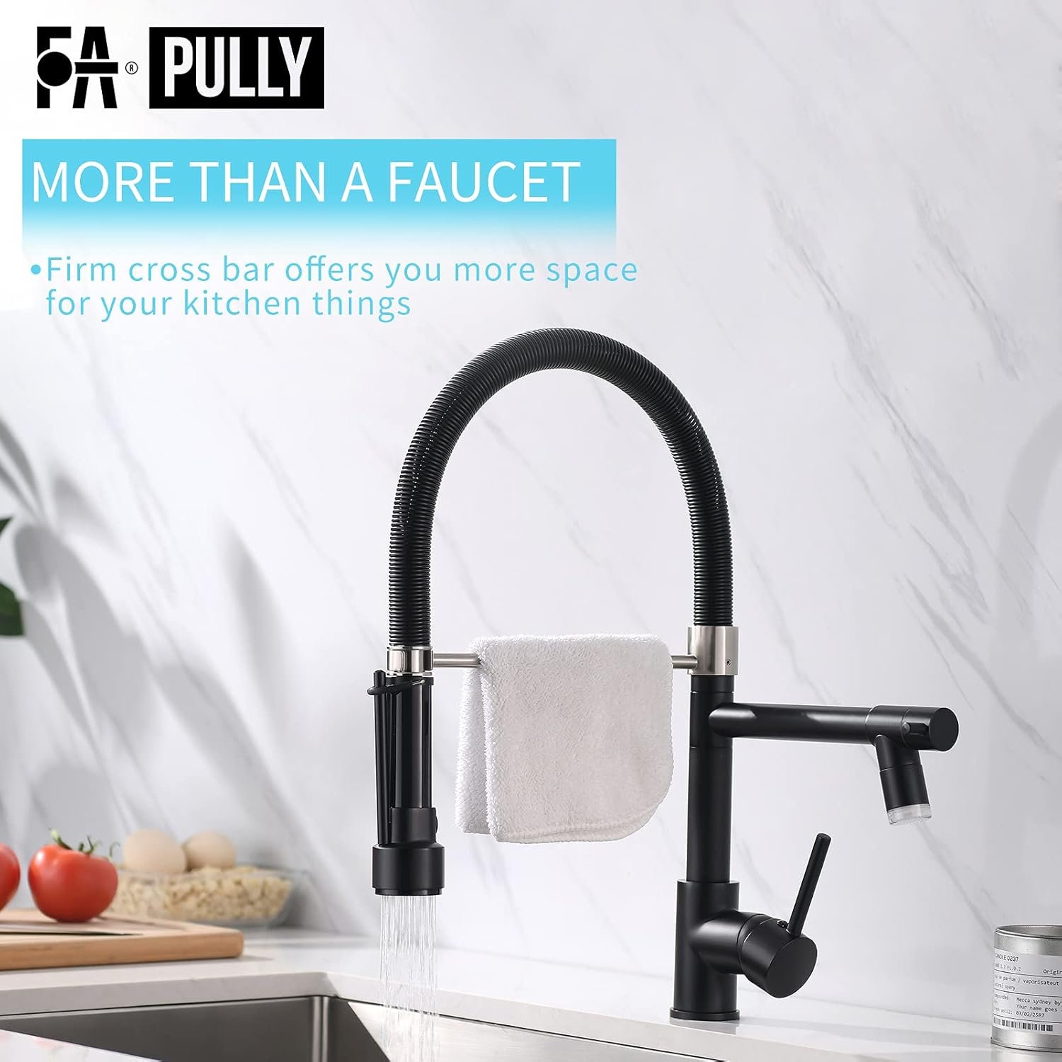 Black Kitchen Faucet,Fapully Single Handle Pull Down Kitchen Faucet with Sprayer,LED Facuet for Kitchen Sink - Image 9