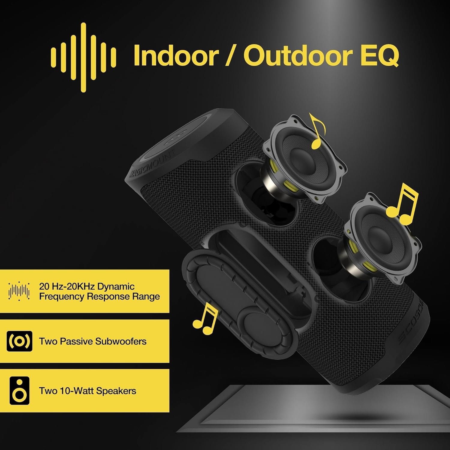 Scosche BTMSMSC1 BoomBottle MS MagSafe Magnetic Bluetooth Speaker - Portable Wireless Magnetic Speakers for Devices, Bikes, Golf Carts, and More - Waterproof speaker with Integrated MagicMount - Black - Image 7