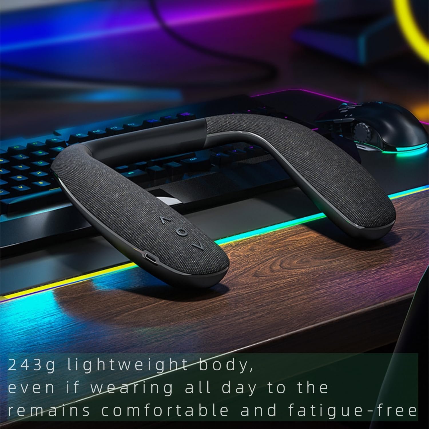 Neckband Speakers - Built-in mic, 12H Playtime, Type-C Quick Charging, Wireless Wearable Neck Speaker 3D Stereo Sound for Home&Outdoors - Image 3