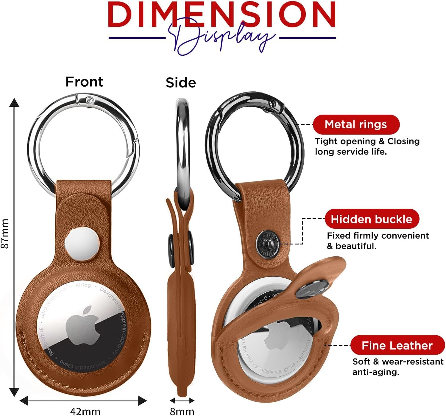 Apple Airtag 8 Pack - Washable, Stylish 4 Leather & 4 Silicone Premium Holders with Protective Films | AirTag Holder Keychain for Easy Attachment | Airtag Cases for Ultimate Style and Protection - Image 3