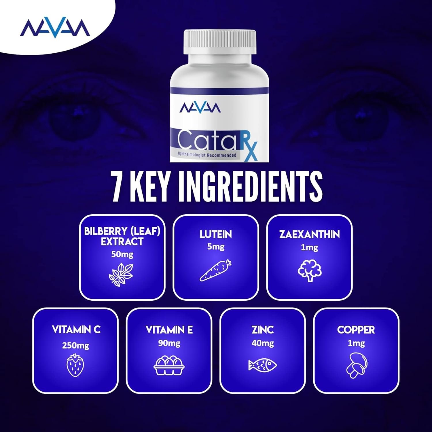 Navan CataRx Antioxidant AREDS 2 Eye Vitamins & Minerals Supplement for Lens Clarity & Retina Health by Clinical Experts - Lutein, Zeaxanthin, Zinc, Vitamin C, NAC - Kosher Certified, 60 Capsules - Image 6