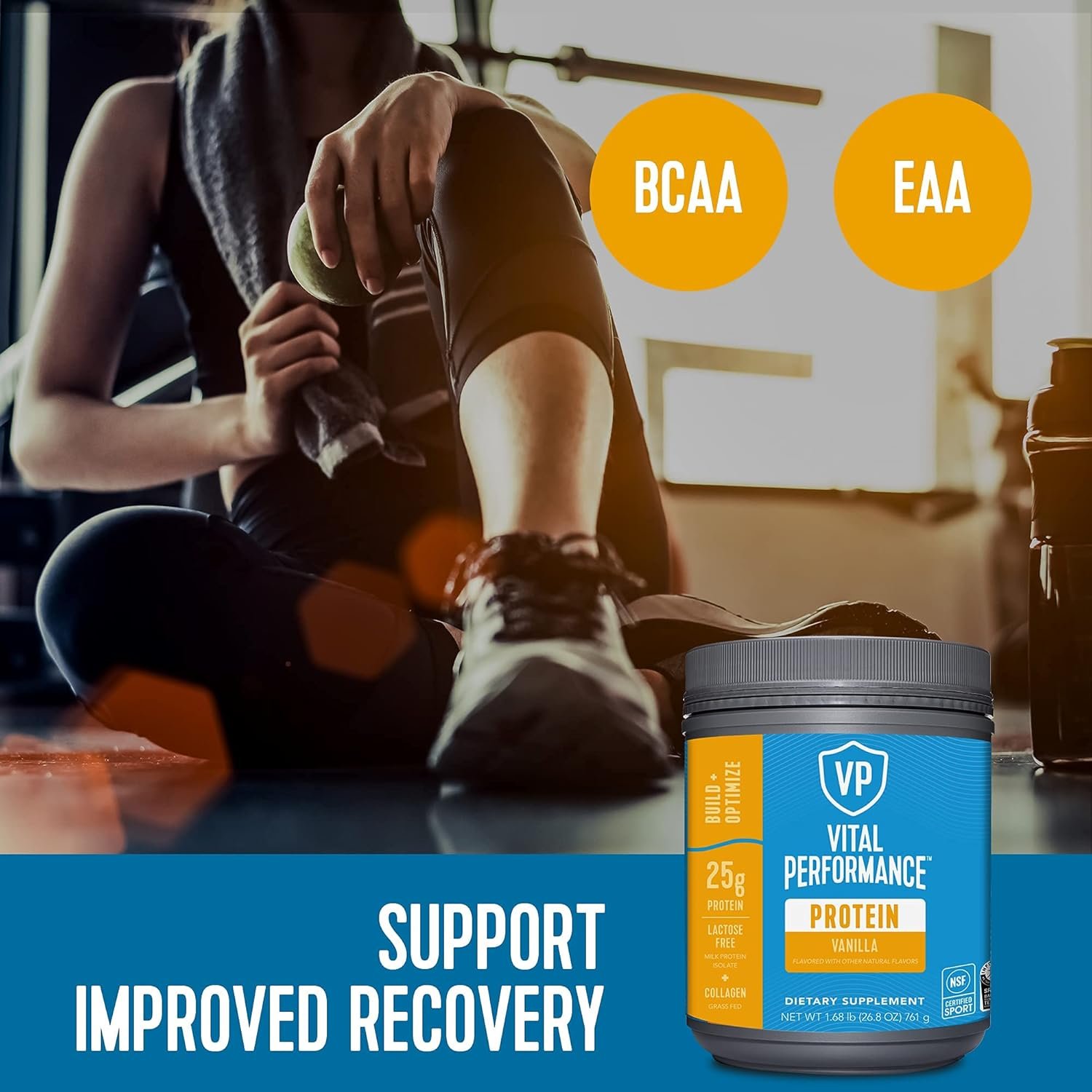 Vital Proteins Performance Powder, 25g Lactose-Free Milk Protein Isolate Casein & Whey Blend, NSF for Sport Certified, 10g Collagen Peptides, 8g EAAs, 5g BCAAs, Gluten-Free - Vanilla, 1.68lb - Image 6