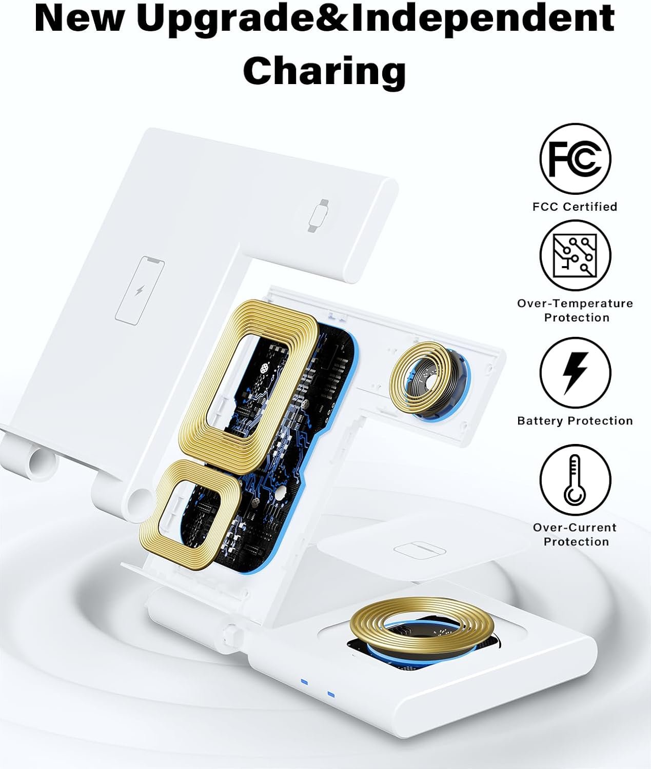 Charging Station for Apple Multiple Devices, Foldable 3 in 1 Wireless Charger for iPhone 16 15 14 13 Pro Max Plus &Apple Watch 10 9 Ultra 8 7 6 5 4 3 2 SE/AirPods Pro 4 3 2 - Image 9