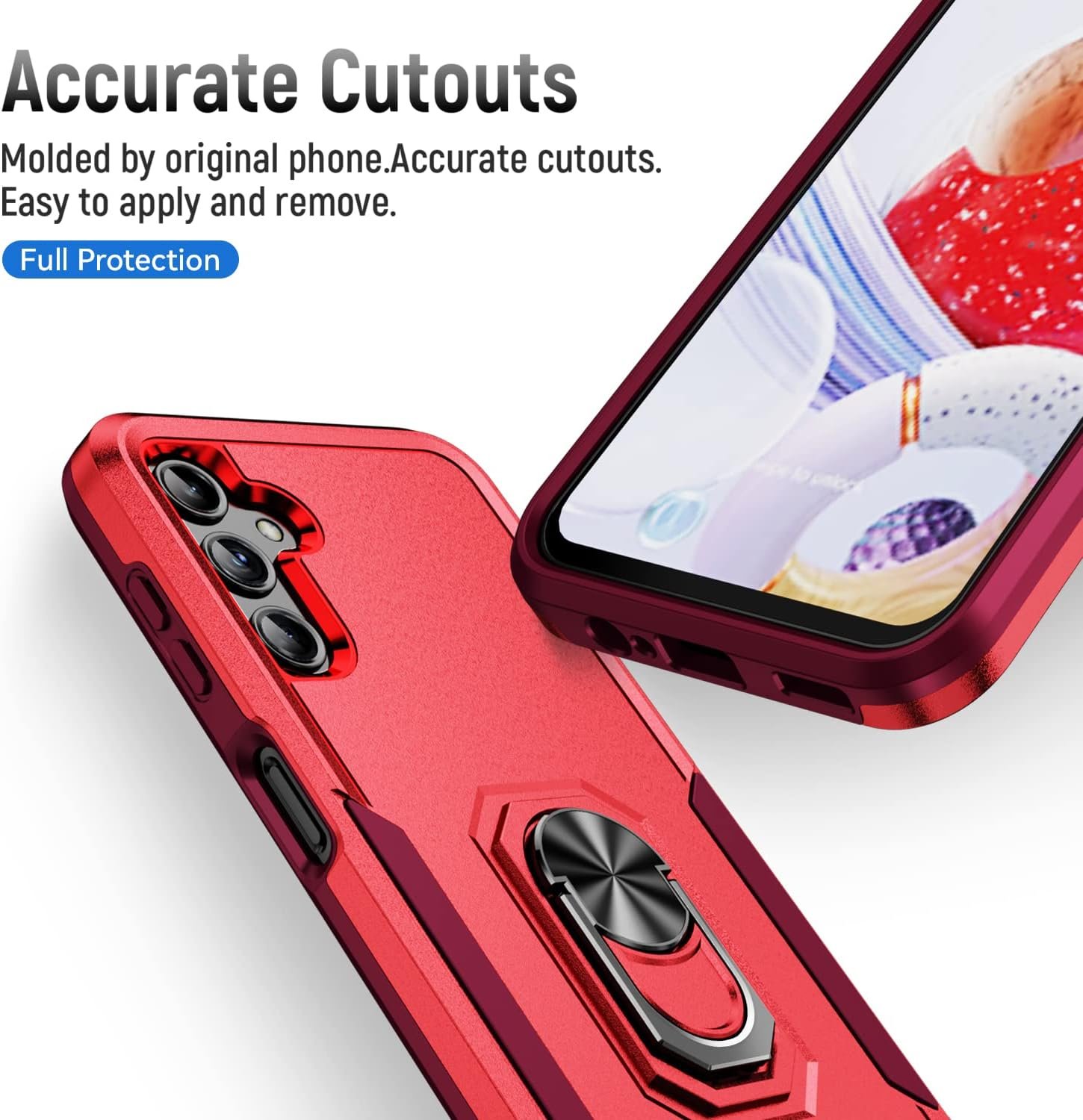 for Samsung Galaxy A14 5G Case with Kickstand Ring Rugged Protective Military Grade Shockproof Case for Galaxy A14 5G Phone Case (Red) - Image 10