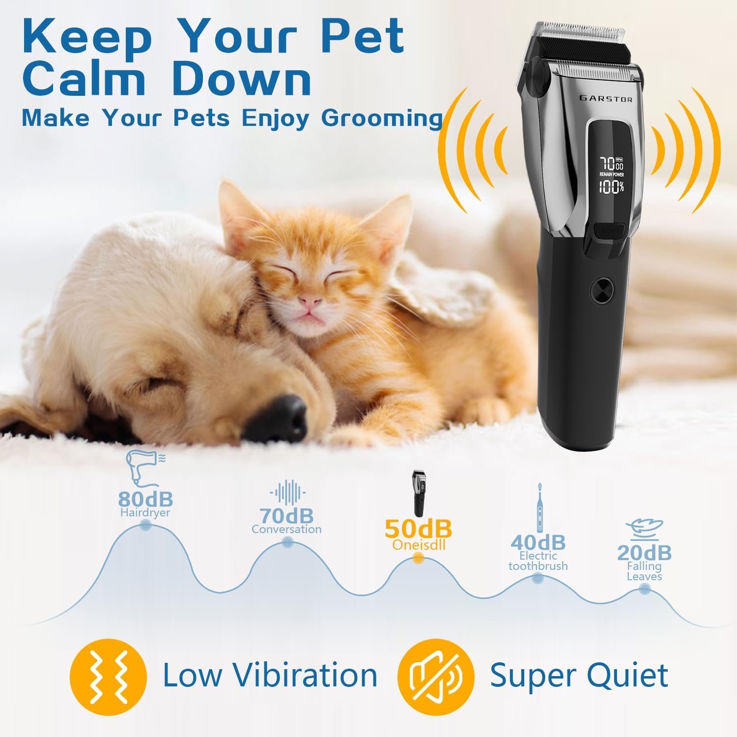 Dog Grooming Clippers Kit Professional for Thick Hair Coats,Low Noise Rechargeable Cordless Pet Shaver for Dogs Pets and Animals, Dog Trimmer for Grooming, Dog Shaver-Silver - Image 4