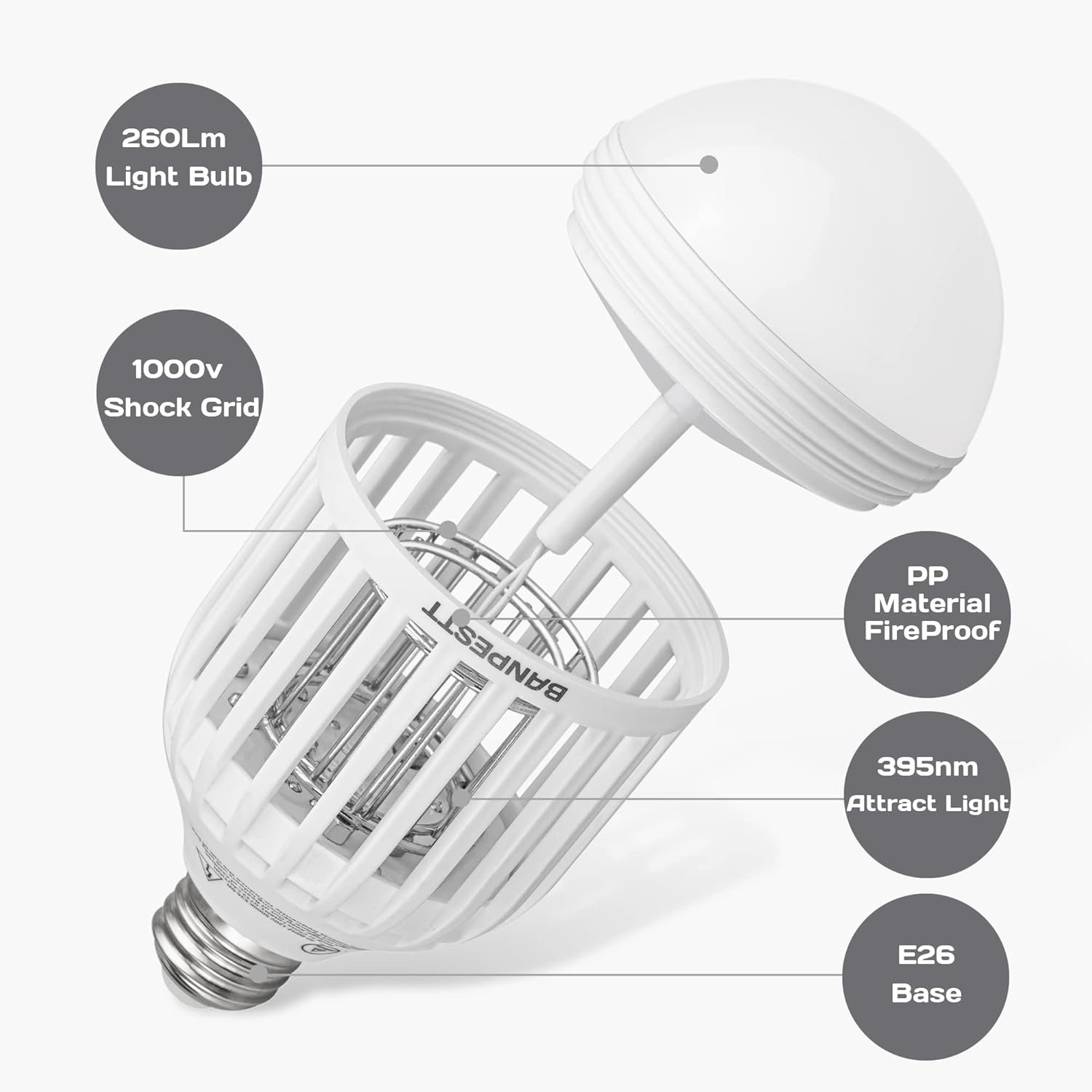 BANPESTT Bug Zapper Light Bulb 2-in-1 Indoor Mosquito Zapper Gnat Trap- Electric Fly Insect Killer&Bug Catcher for Home Backyard Patio - Image 4
