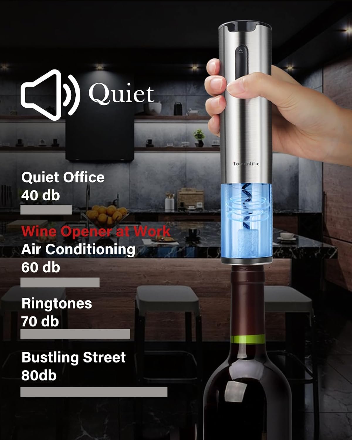 Electric Wine Opener Tomentific, Rechargeable Automatic Wine Corkscrew Bottle Opener With Foil Cutter, Type-C Charging Wine Openers With LED Light For Home Party Wedding Gifts (Stainless Steel) - Image 10