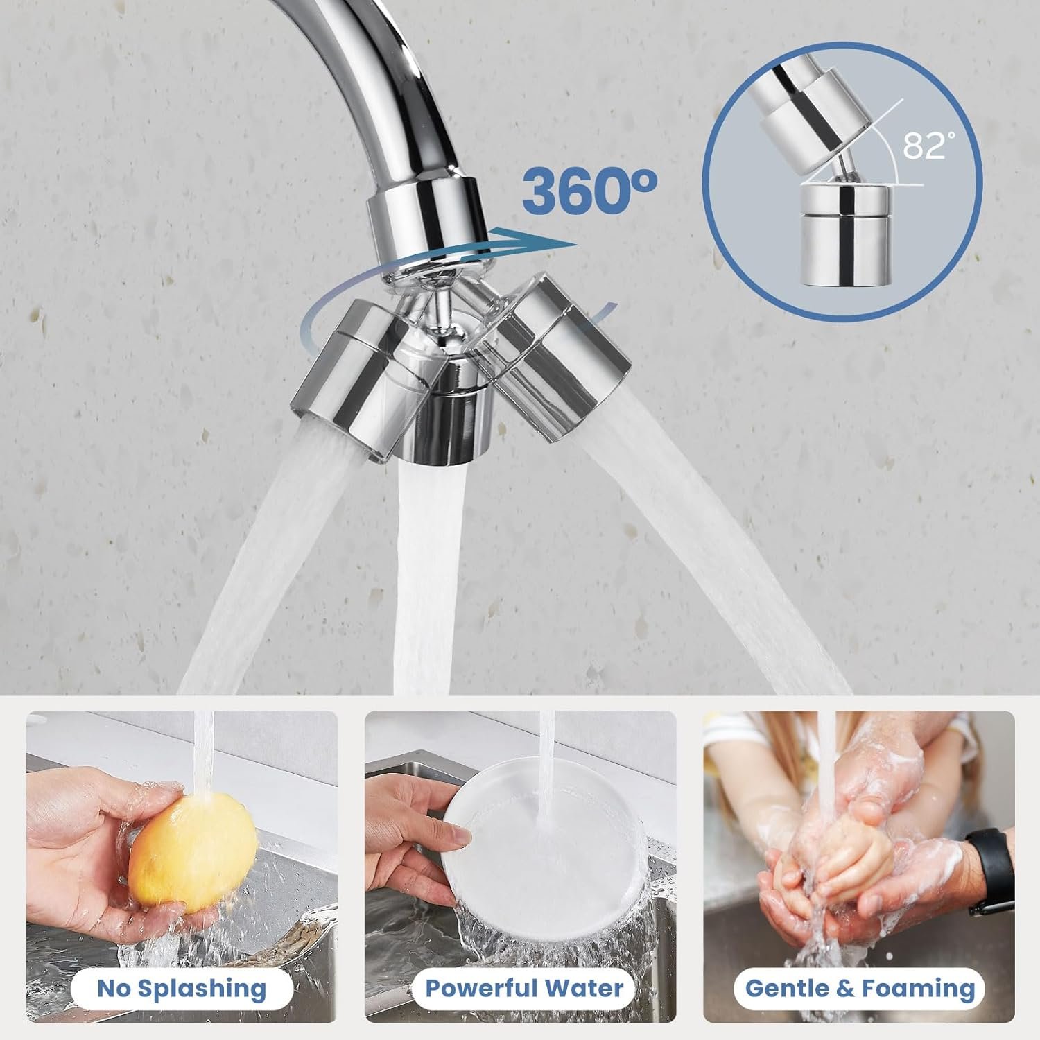 Airuida Wall Mount Kitchen Faucet with Sprayer Wall Mounted Kitchen Sink Faucet Double Cross Handles 360 Degree Swivel Spout Restaurant Mixer Tap Commercial 8 Inch Center Chrome Polish - Image 5