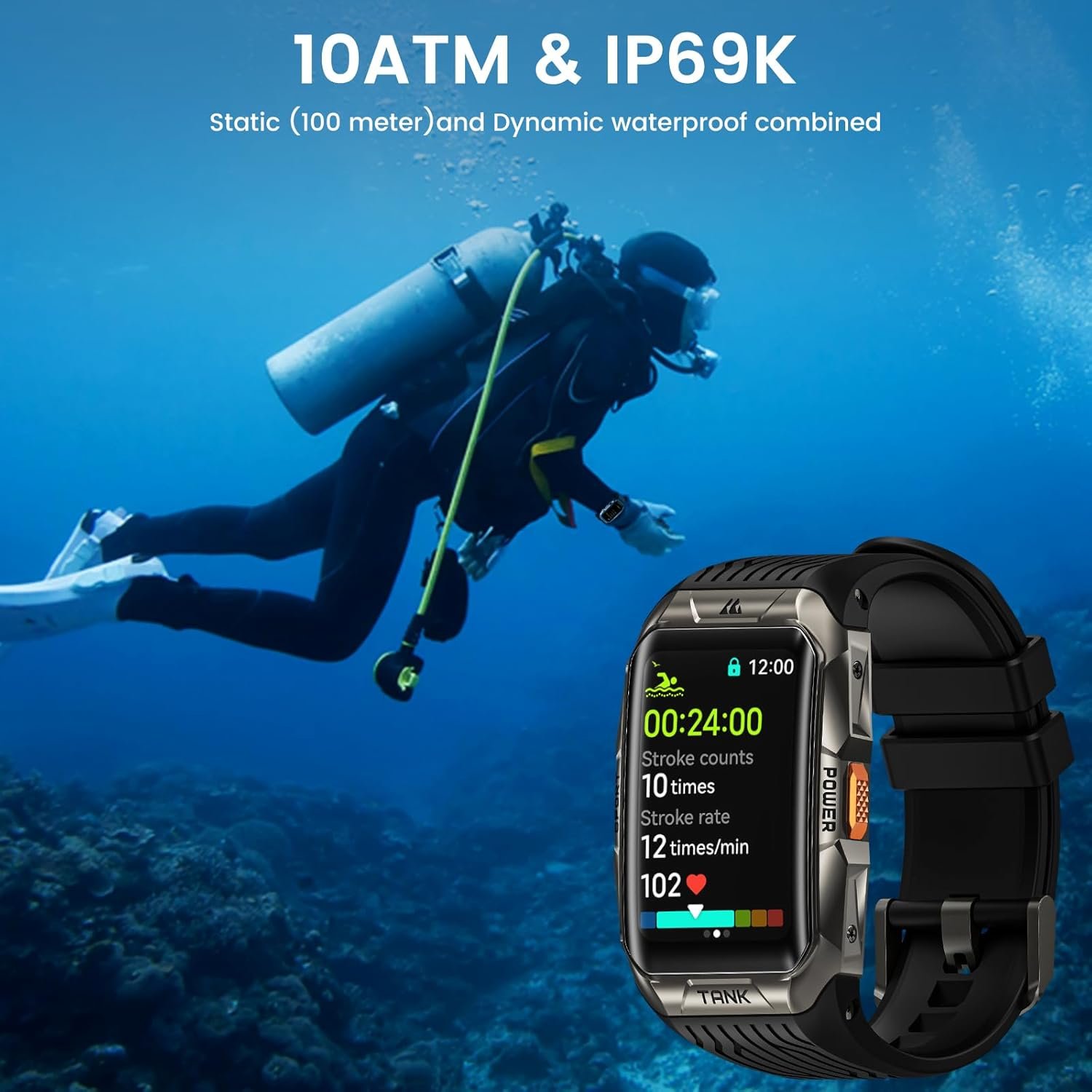 GPS Smart watch for Men Women, 3D Curved Glass, Full Stainless Steel Body, 6 Satellite Positioning, Compass, 100M Waterproof, Answer/Make Call, 1.64" AMOLED Screen, Compatible for Android iOS - Image 9