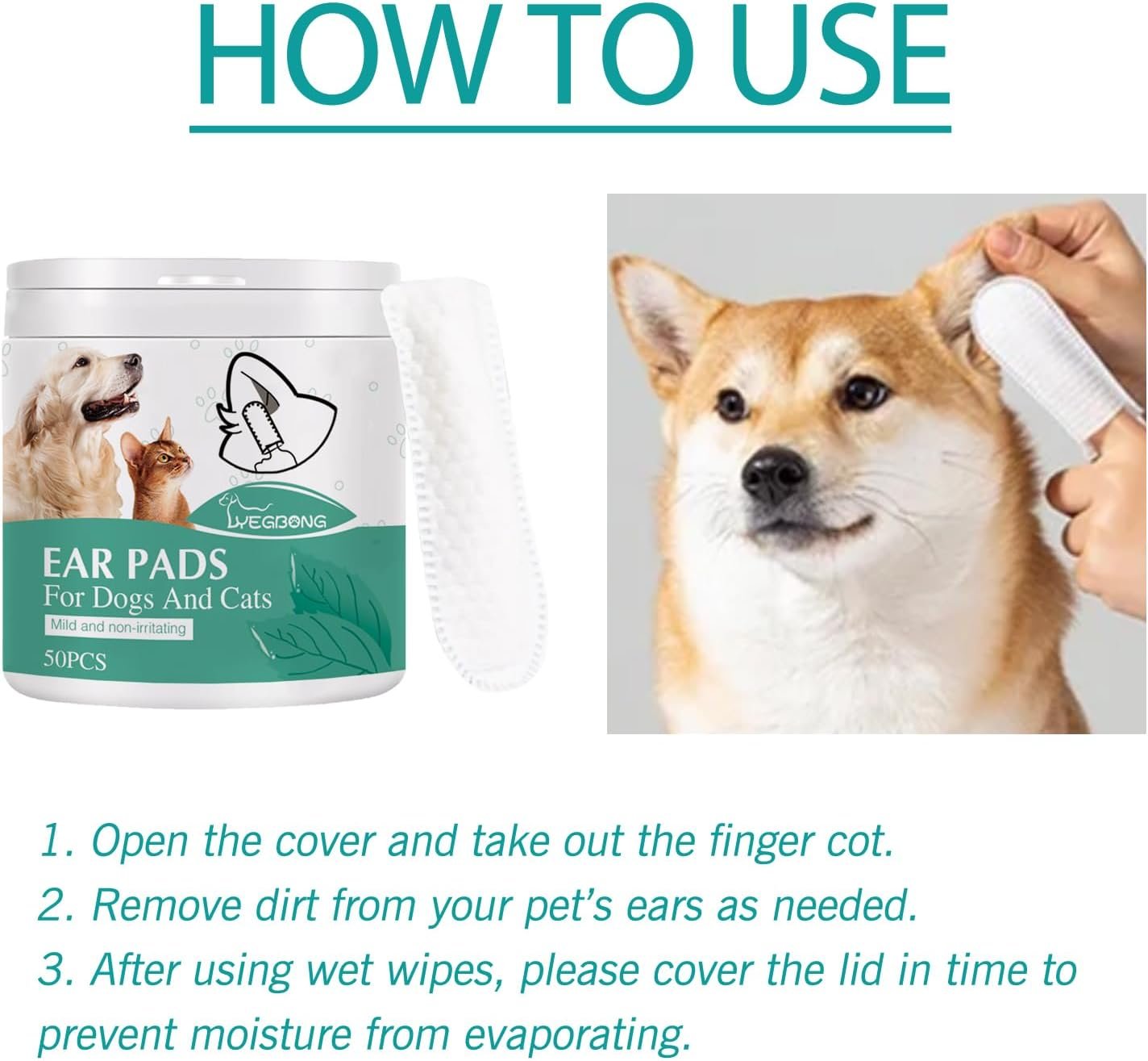 Ear Finger Wipes for Dogs & Cats - Gently Remove Ear Wax, Debris Sooths Relieve Ear - 50 Count - Image 9