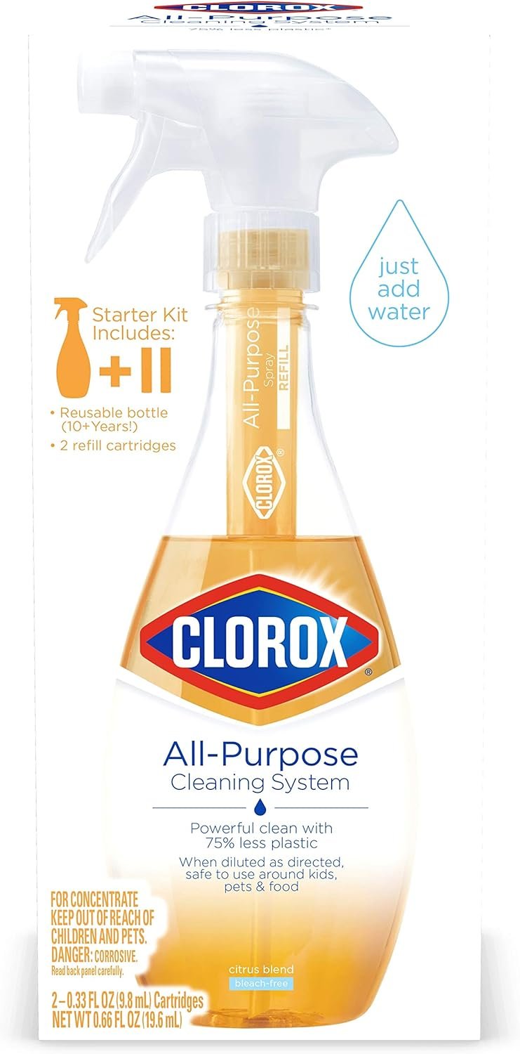 Clorox All-Purpose Cleaning System with one Reusable Spray Bottle plus 2 Refill Cartridges, Household Essentials, Citrus Blend Scent - Image 16