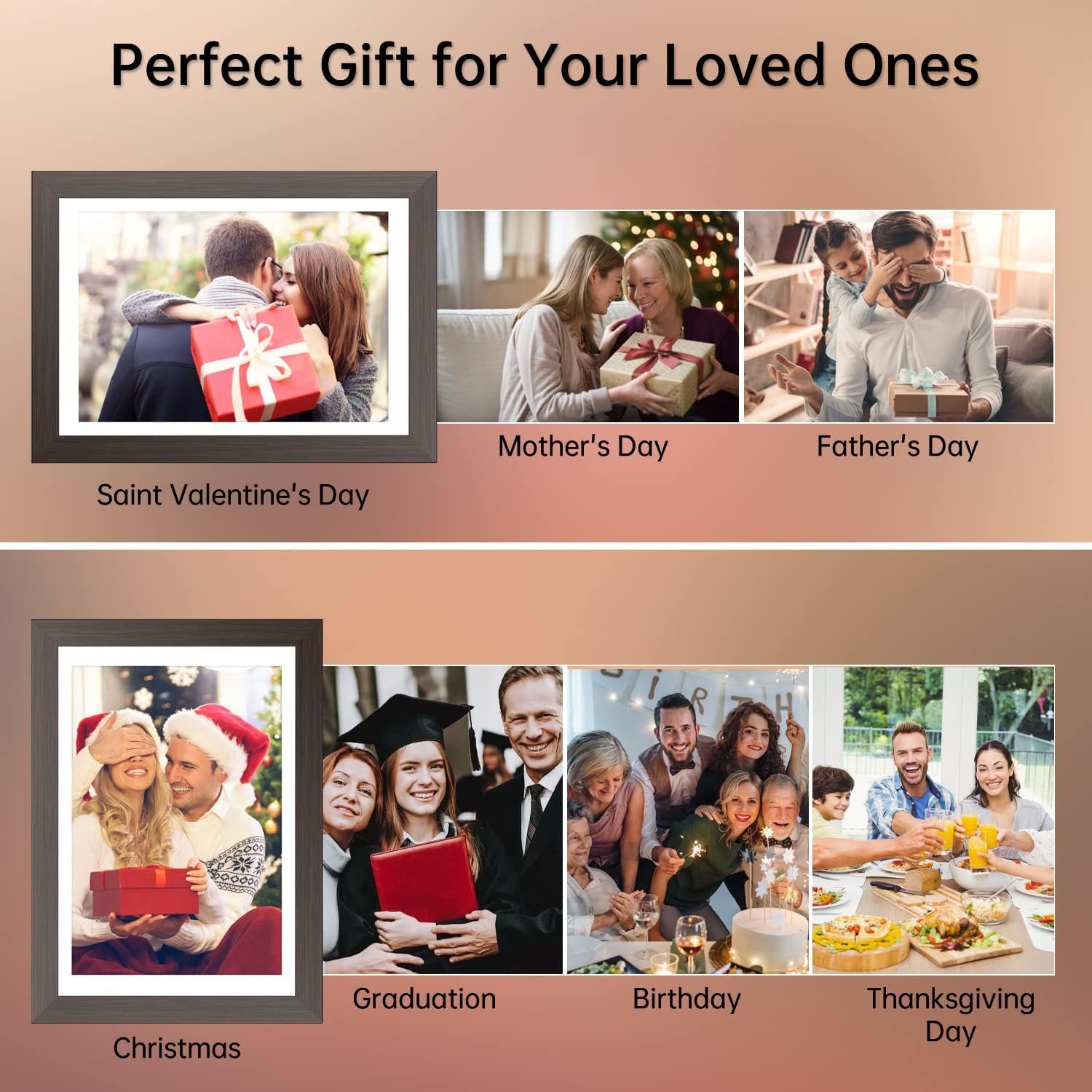 Digital Photo Frame 10.1 Inch, HAMTYSAN Smart Digital Picture Frame IPS Touch Screen, Built-in 16GB Storage, Auto-Rotate, Wood Effect, Easy Setup to Share Photos or Videos via Free App from Anywhere - Image 8