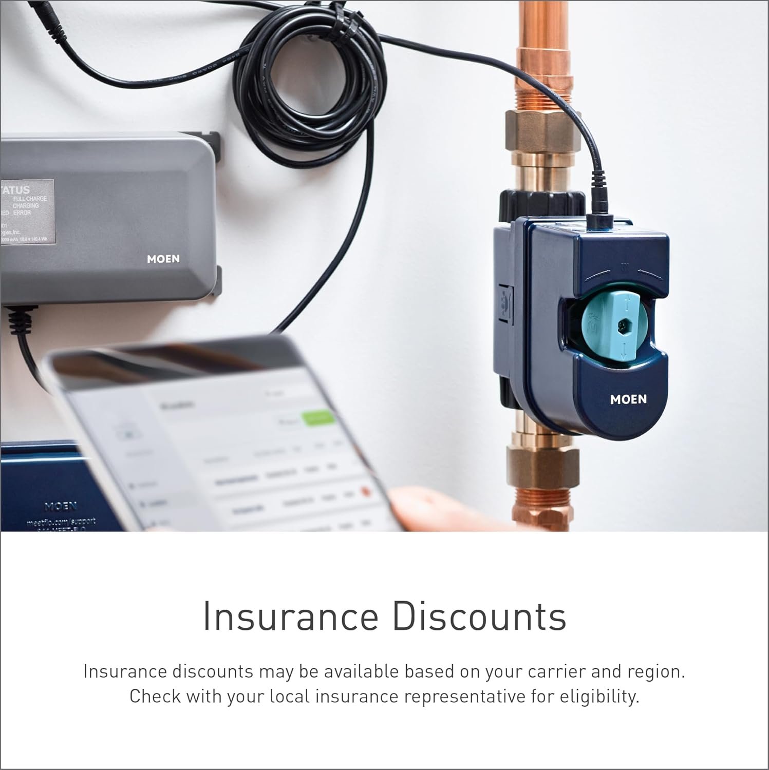 Moen 900-001 Flo Smart Water Monitor and Automatic Shutoff Sensor, Wi-Fi Water Leak Detector for 3/4-Inch Diameter Pipe - Image 8