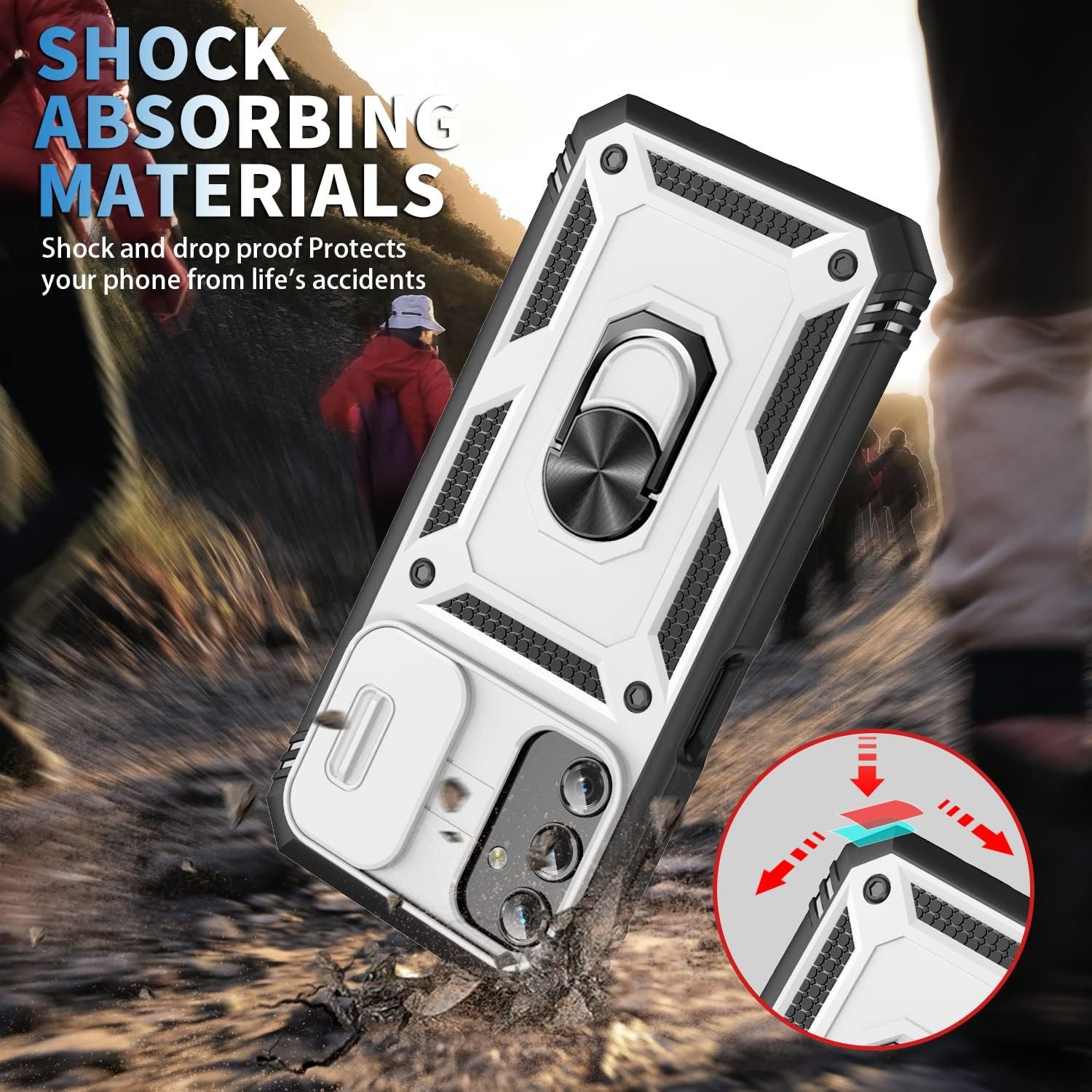 PASNEW for Samsung Galaxy A14 5G Case,Kickstand & Slide Camera Cover,Multi-Layer Heavy Duty Full Body Shockproof Protection Hard Shell for Galaxy A14 4G Case,6.6 inch,White - Image 8