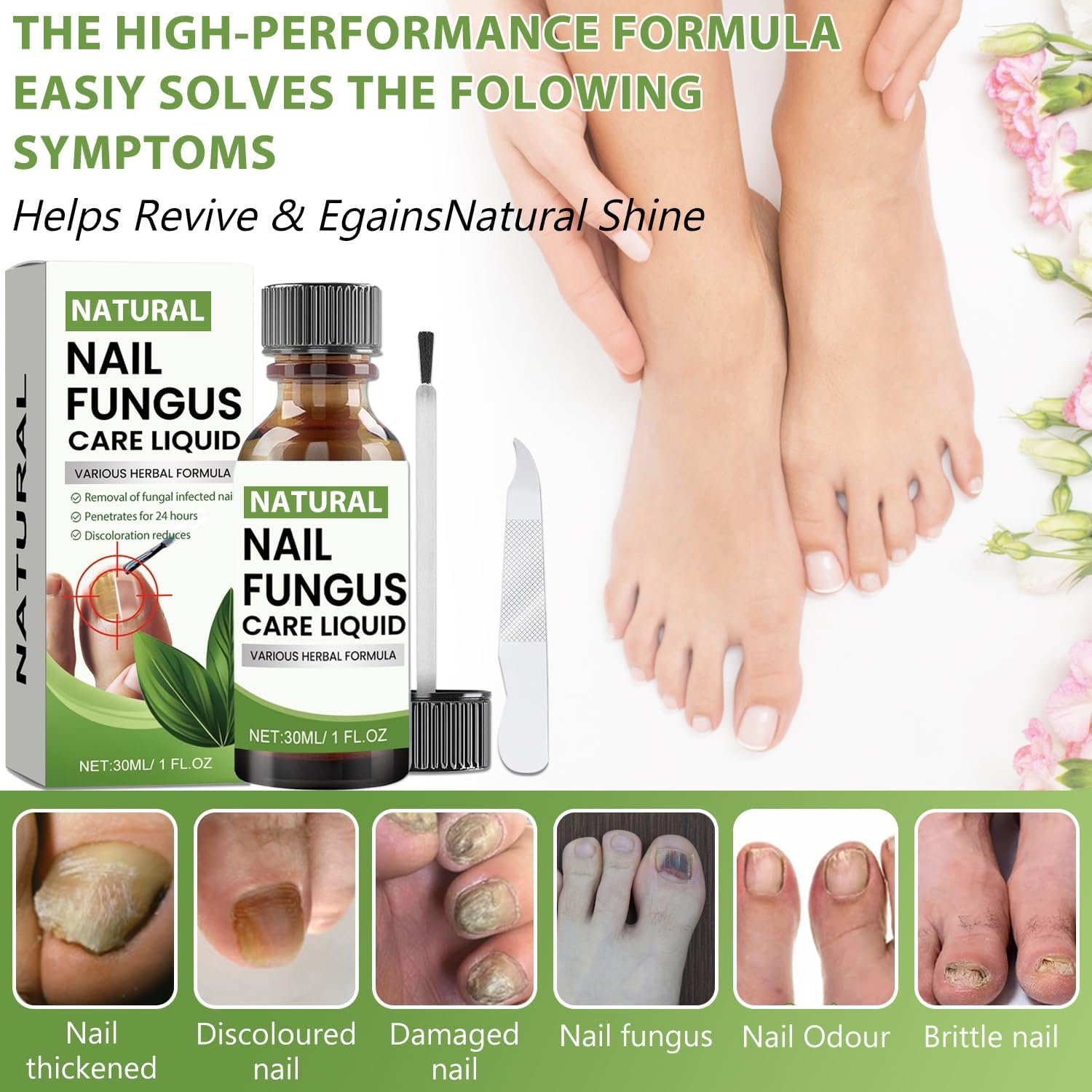 Toenail Fungus Treatment Extra Strength, Nail Fungus Treatment Extra Strength for Thick Nails, Broken, Discolored and Athlete's Foot, Fungus Nail Treatment Soft Brush Head Escalate, Green(30ML) - Image 3