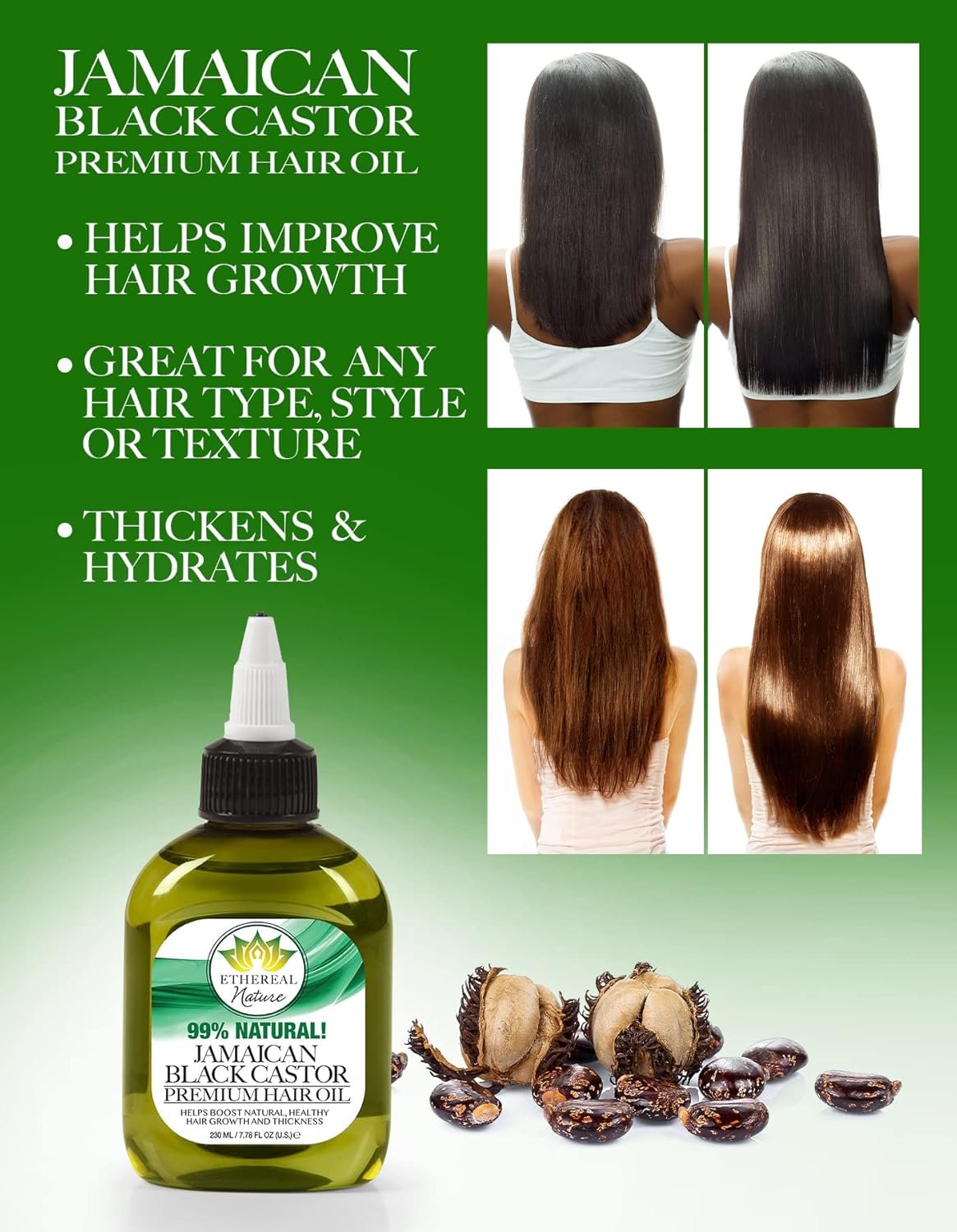 Ethereal Nature 99% Natural Hair Oil Blend Jamaican Black Castor 75 ml, clear - Image 7