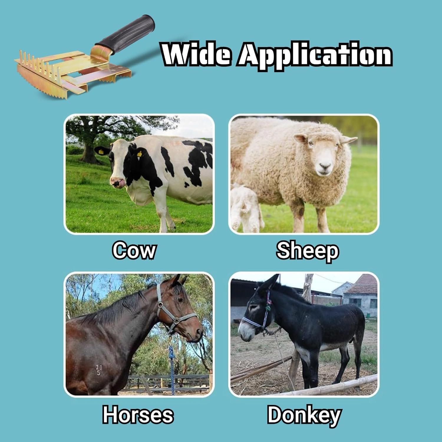 Deshedding Brush, Dematting Comb for Pet Shedding - Sturdy and Durable Grooming Tool for Cattle, Cow, Bull Hair - Hair Removal Rake with Ergonomic Handle - Wide Applications - Image 6