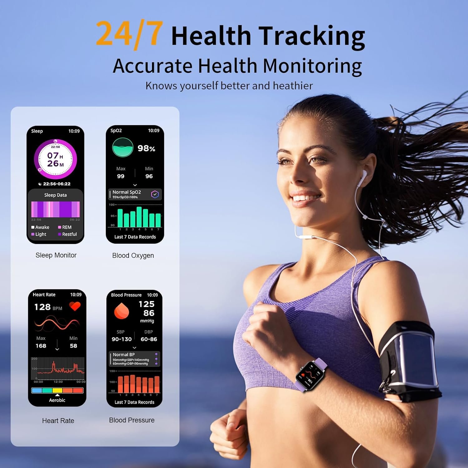 Smart Watch, 1.85"HD Smartwatches for Men Women, (Answer/Make Calls), IP68 Waterproof Fitness Watch, Heart Rate/Sleep Monitor, SpO2, Fitness Tracker with 120+ Sport Modes, Smartwatch for Android iOS - Image 5