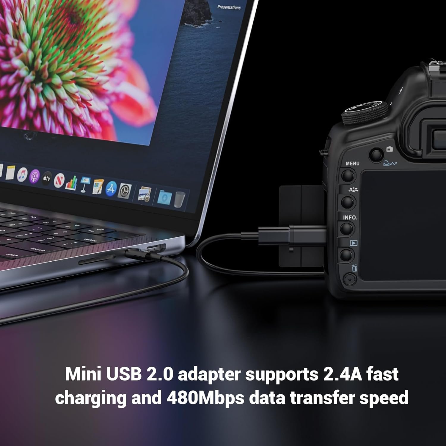 Mini USB Adapter,USB C to Mini USB Adapter, Type C Female to Mini USB 2.0 Male Converter Connector Support Charge & Data Sync for GPS Receiver/Digital Camera/Dash Cam/MP3 Player etc.(5 Pack) - Image 5