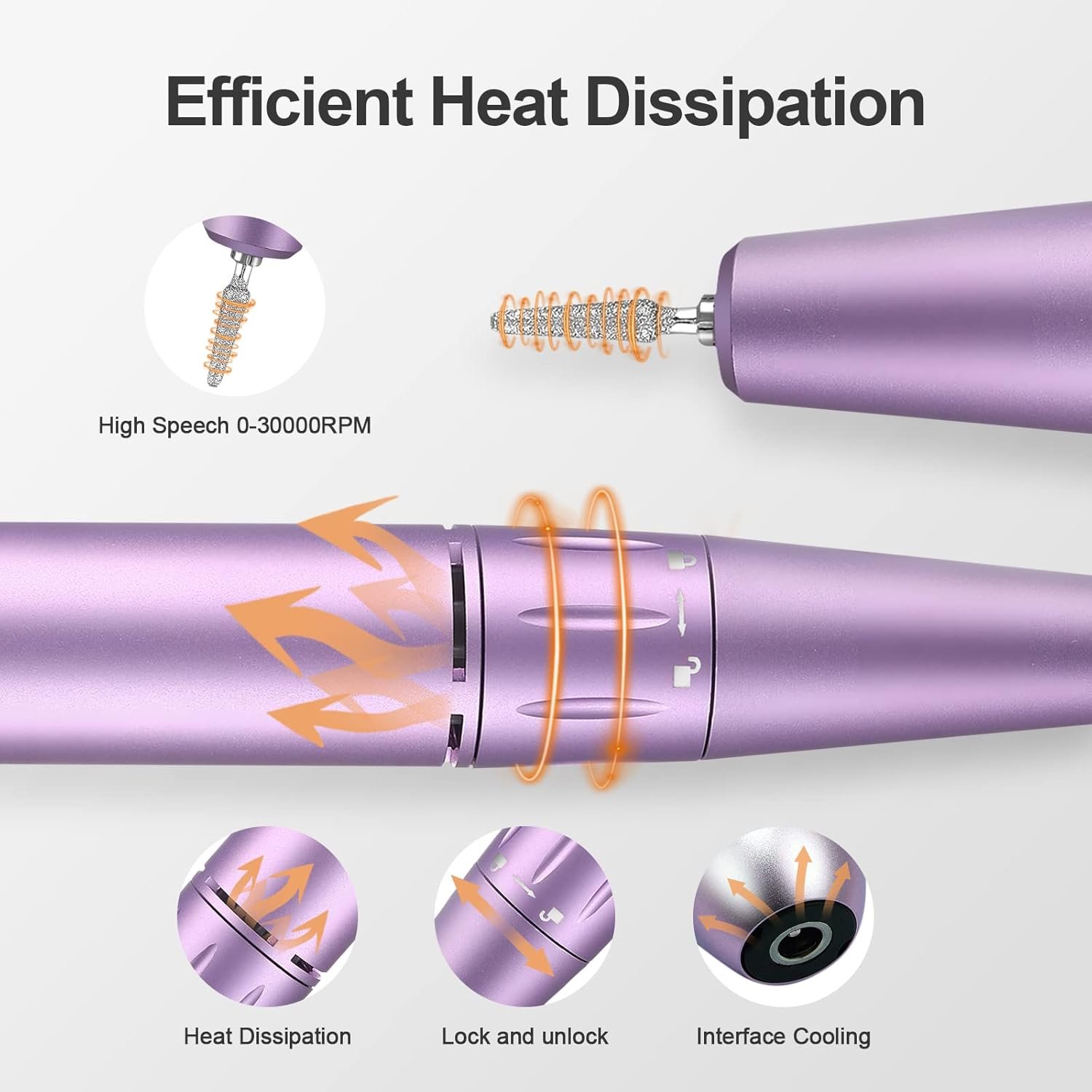 Portable Nail Drill Kit Rechargeable 30000 RPM Electric Professional Cordless E-File Nail Drill Machine Set for Acrylic Nails, Polishing, Manicure Pedicure Tool - Image 6