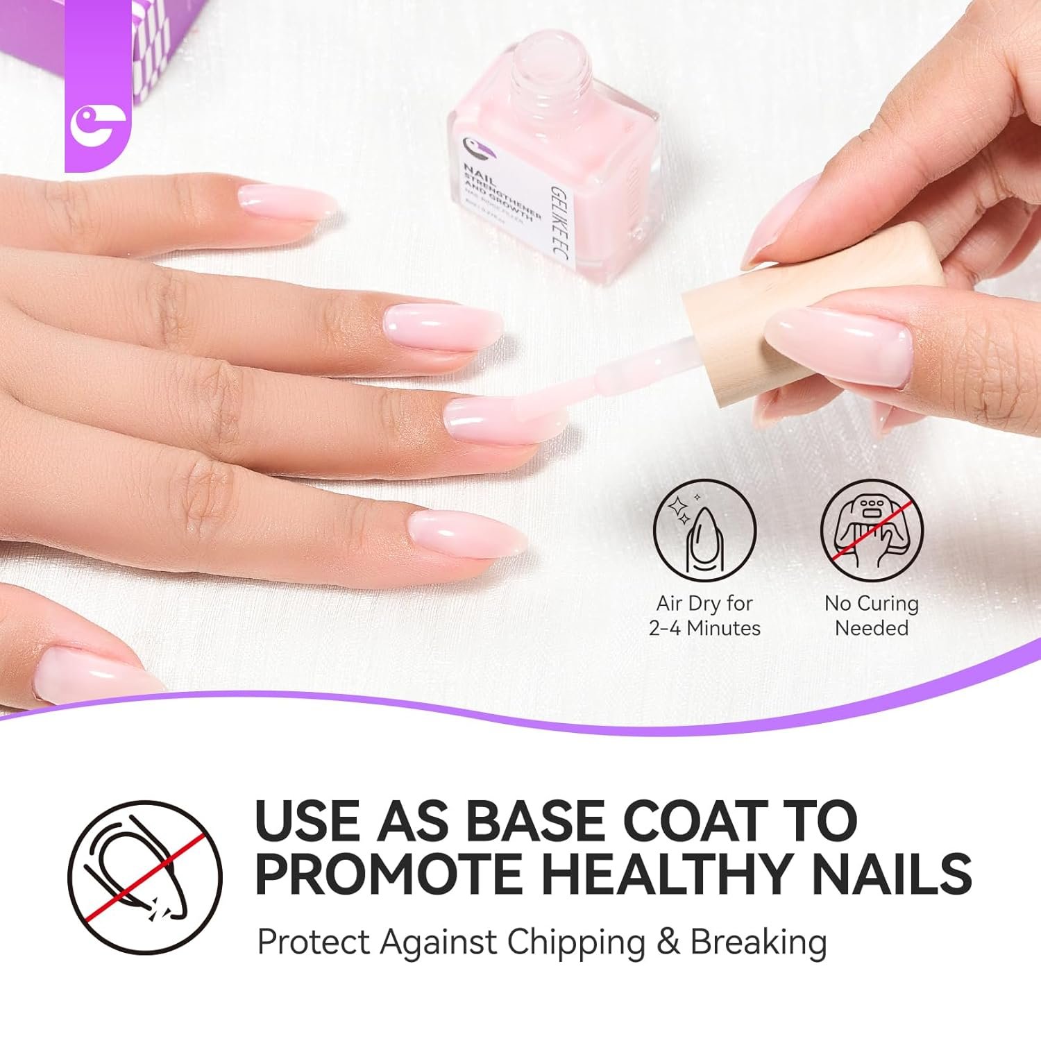 Gelike EC Nail Growth Treatment: Natural Nail Strengthener for Weak and Damaged Nails, Protein Nail Hardener for Home Salon Work, Pink - Image 8