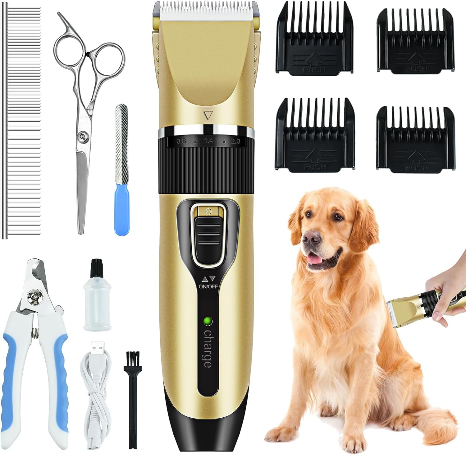 Gufamily Dog Clippers Low Noise Dog Shaver Cordless Cat Trimmer Quiet Dog Grooming Clippers Professional Pet Hair Grooming Kit with Pet Nail Clipper for Dogs Cats - Image 2