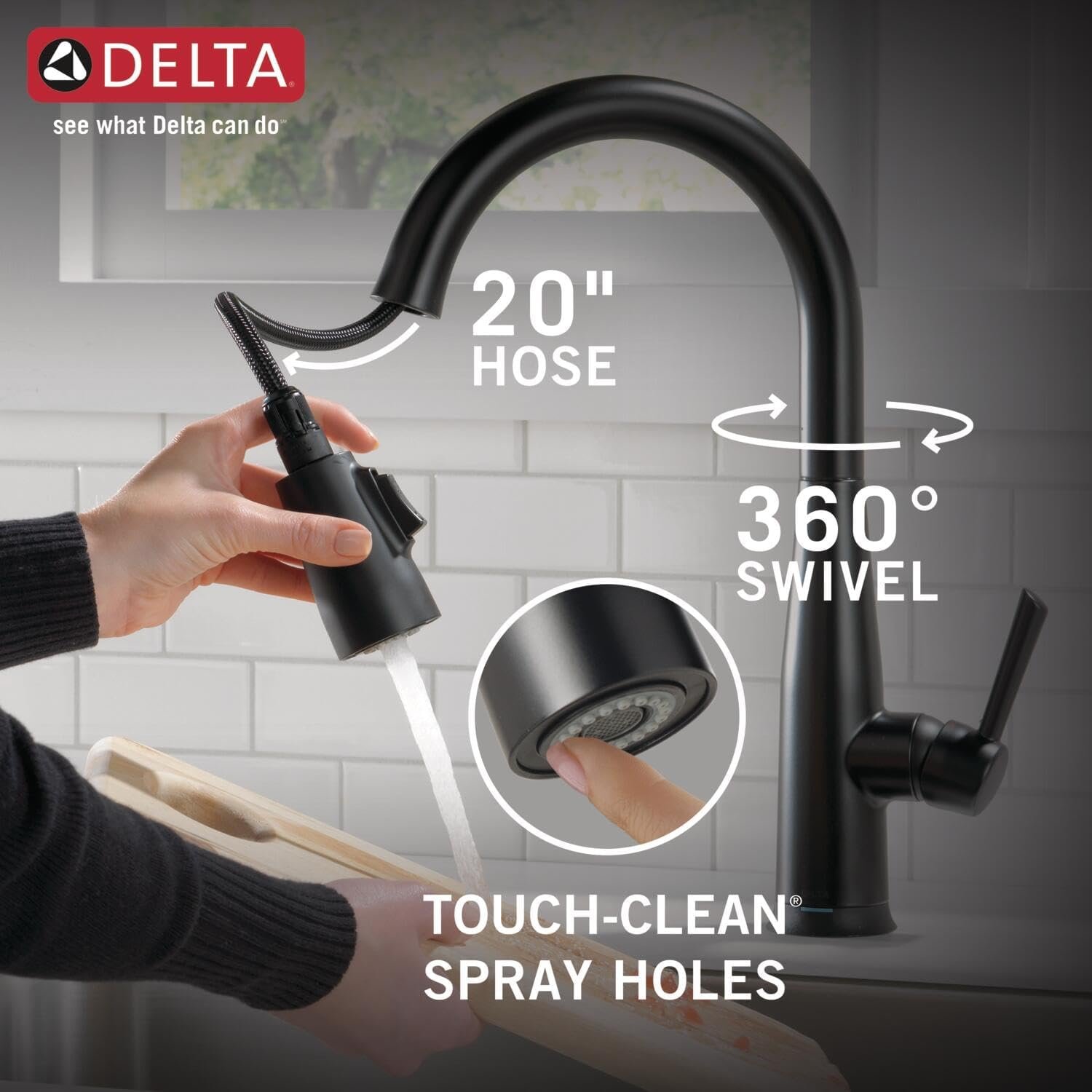 Delta Faucet Essa Touch Kitchen Faucet, Matte Black Kitchen Faucet with Pull Down Sprayer, Kitchen Sink Faucet, Touch Faucet for Kitchen Sink, Touch2O Technology, Matte Black 9113T-BL-DST - Image 7