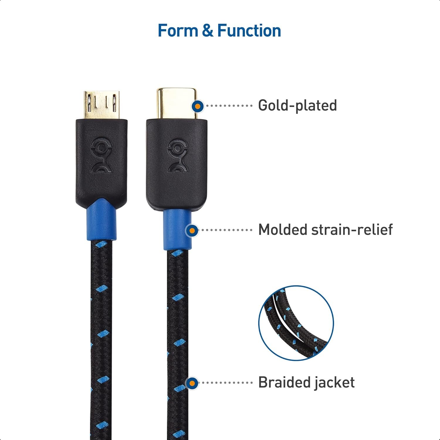 Cable Matters Braided USB C to Micro USB Cable 6.6 ft (Micro USB to USB-C Cable, USB Type C to Micro USB Cable) Black - Image 6