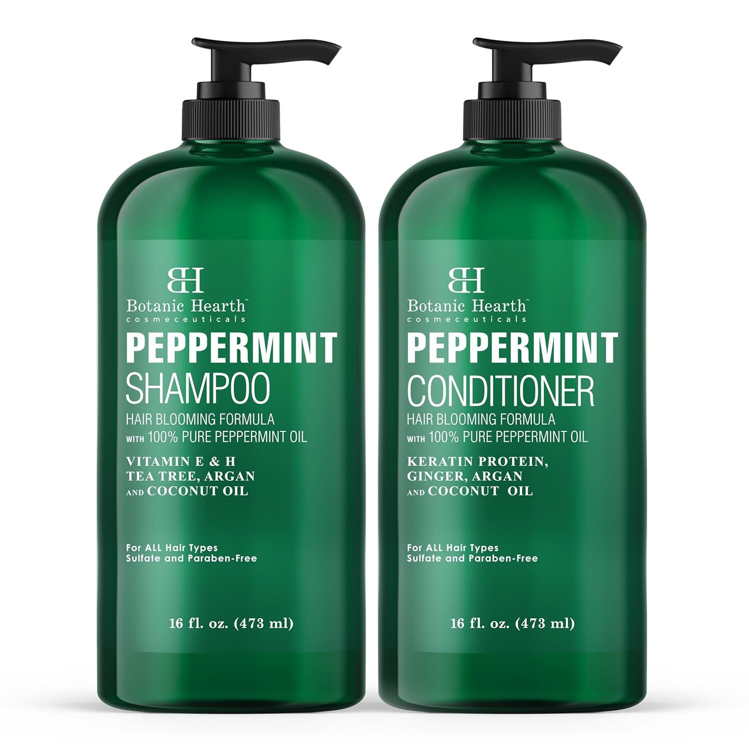BOTANIC HEARTH Peppermint Oil Shampoo and Conditioner Set - Hair Blooming Formula with Keratin - Fights Hair Loss & Thinning, Promotes Hair Growth-Sulfate Free for Men and Women - 16 fl oz x 2 - Image 2