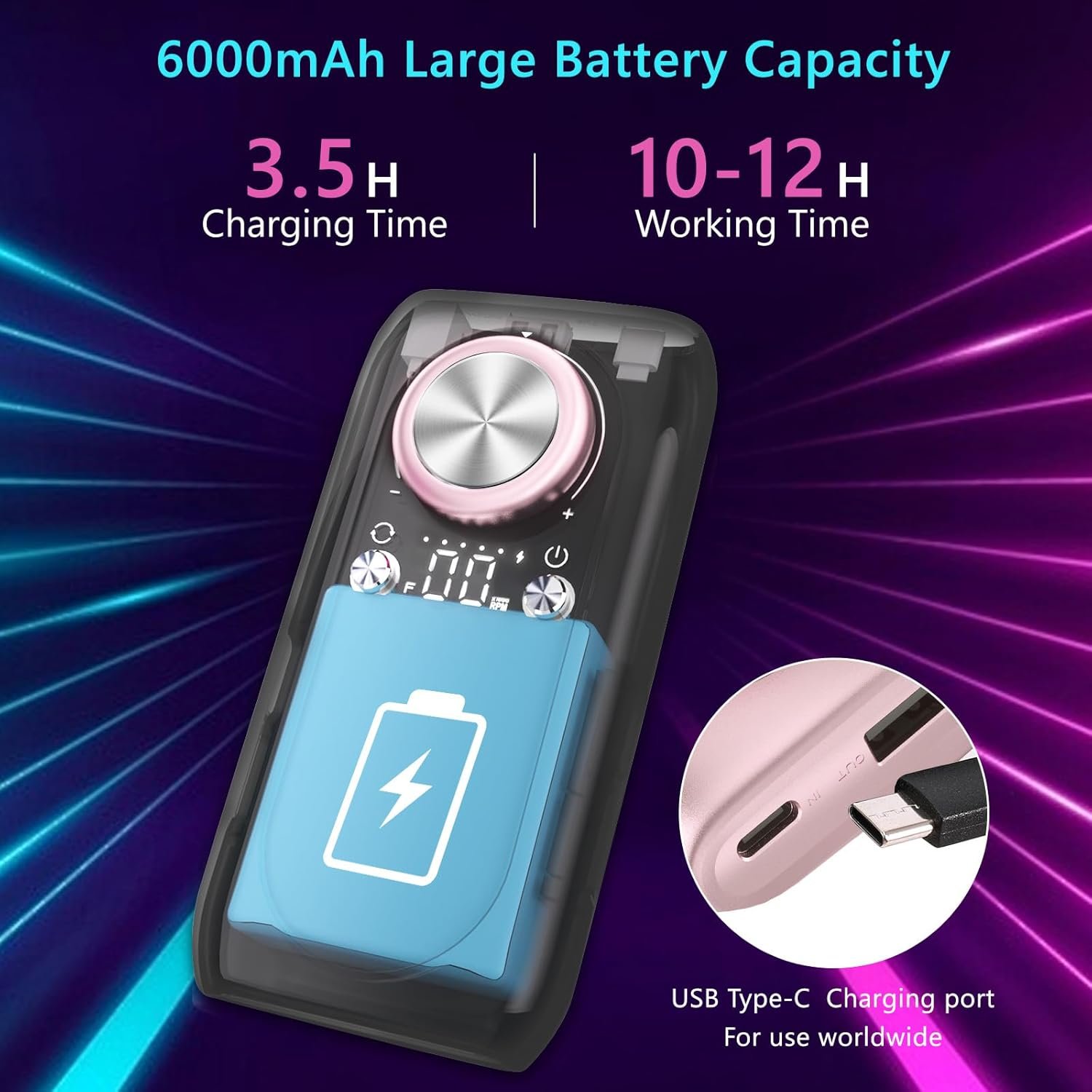 Rechargeable Nail Drill, 35000RPM Electric Nail File Machine Professional Acrylic Gel Nails Remover with Drill Bits, Portable Efiler Manicure Supplies for Polishing Grinding, Home Salon Use - Image 4